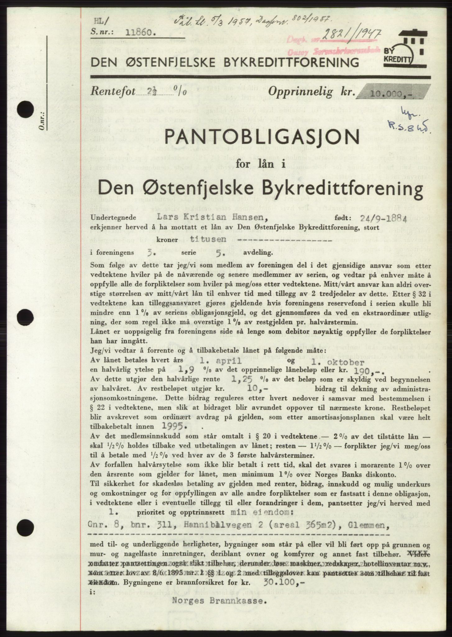 Onsøy sorenskriveri, SAO/A-10474/G/Ga/Gac/L0006: Pantebok nr. B 12-6, 1947-1948, Dagboknr: 2821/1947