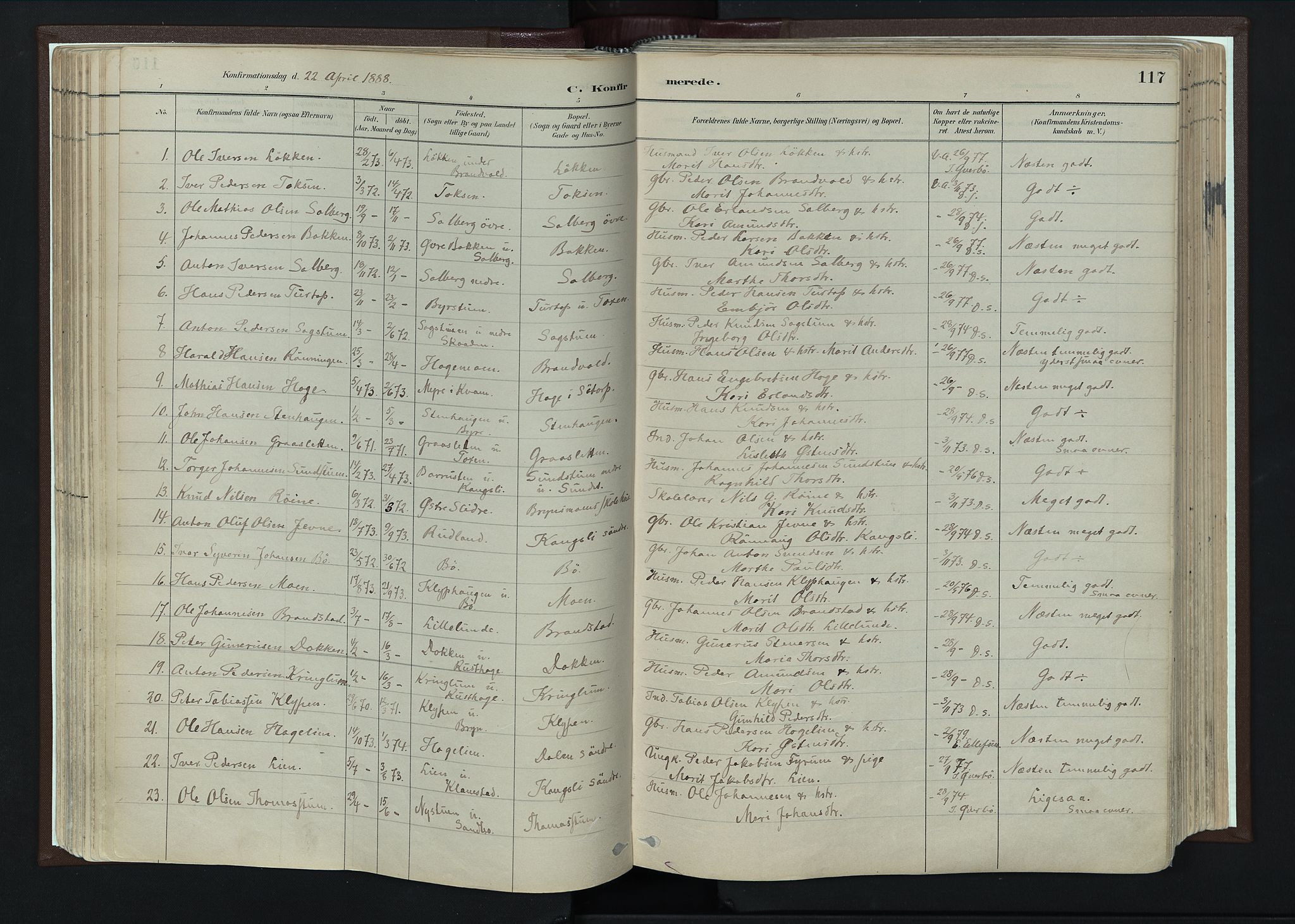 Nord-Fron prestekontor, AV/SAH-PREST-080/H/Ha/Haa/L0004: Ministerialbok nr. 4, 1884-1914, s. 117