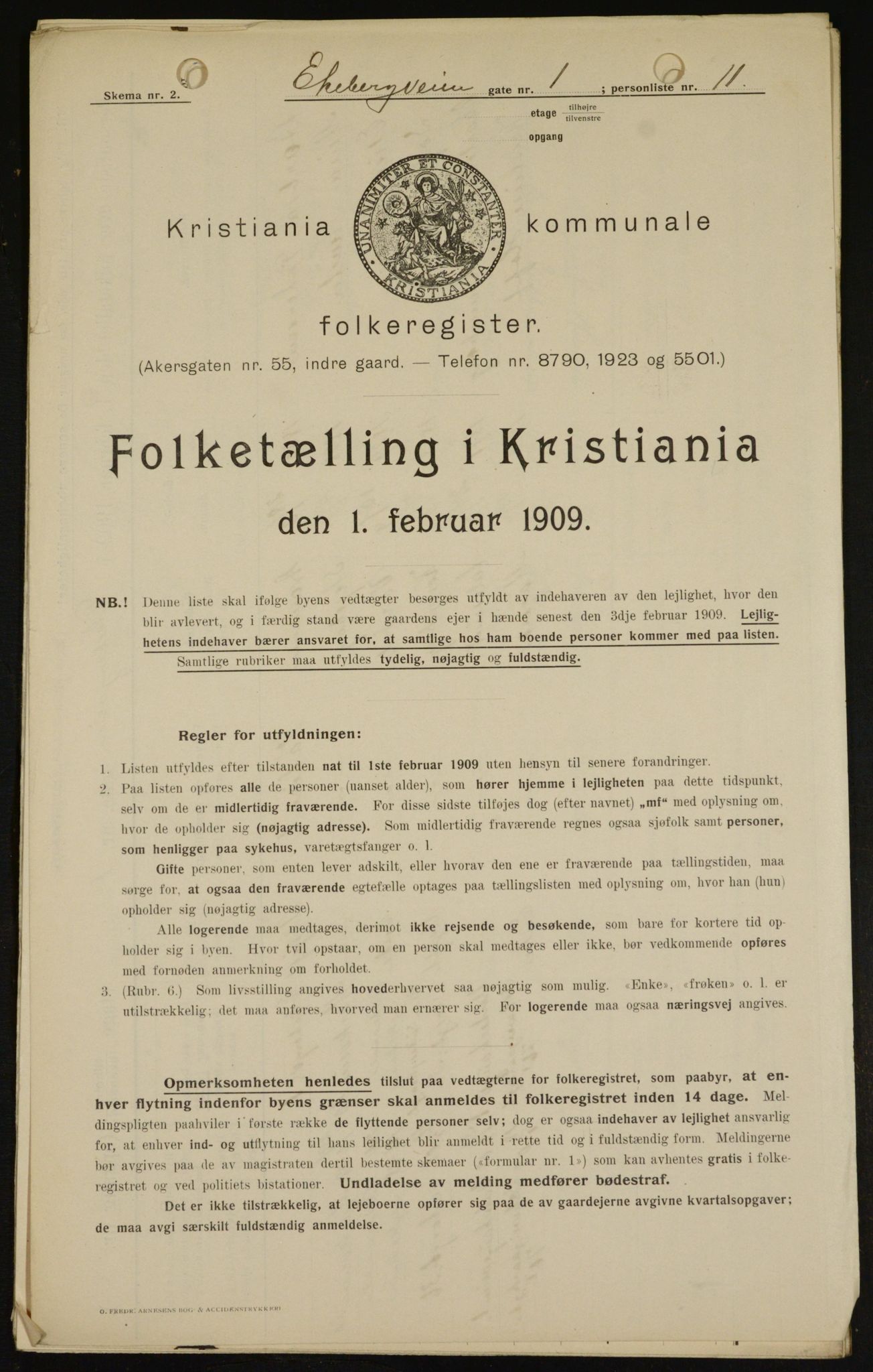 OBA, Kommunal folketelling 1.2.1909 for Kristiania kjøpstad, 1909, s. 18170