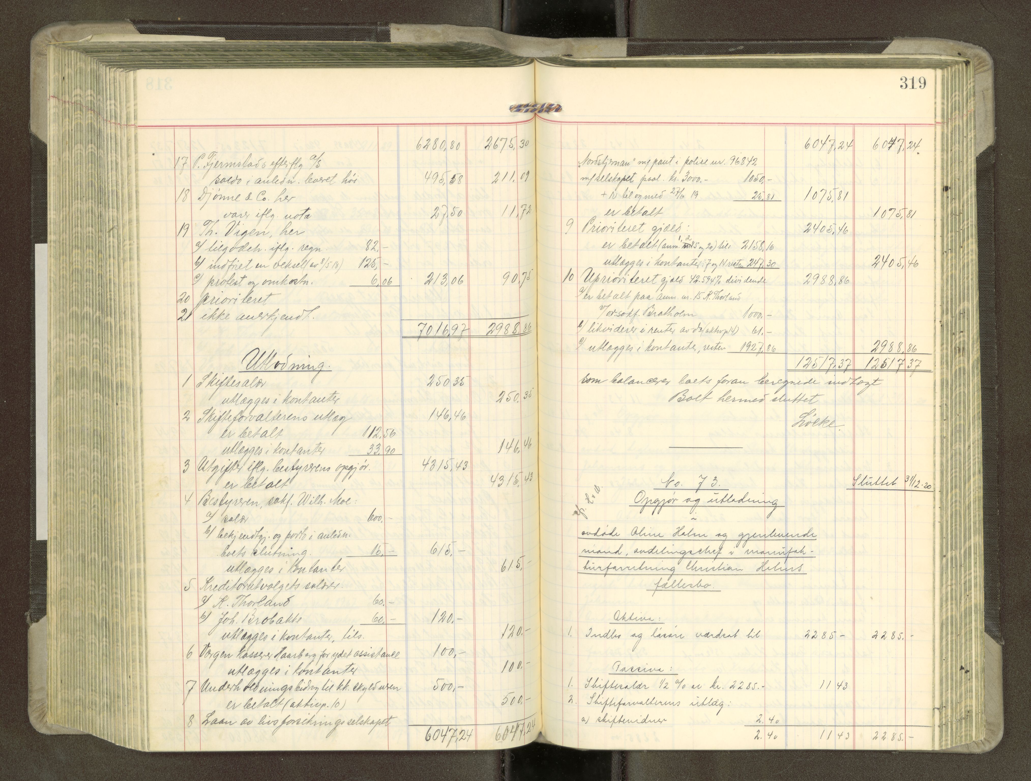 Trondheim byfogd, SAT/A-0003/1/3/3A/L0043: Skifteutlodningsprotokoll - 15/7-4/3. (m/ register), 1918-1922, s. 319