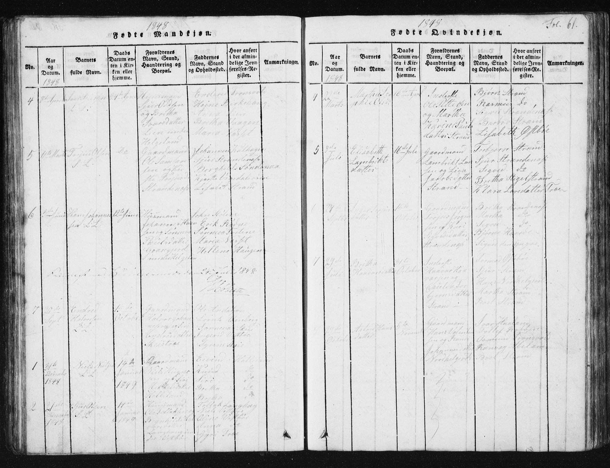 Vikedal sokneprestkontor, AV/SAST-A-101840/01/V: Klokkerbok nr. B 2, 1816-1863, s. 61