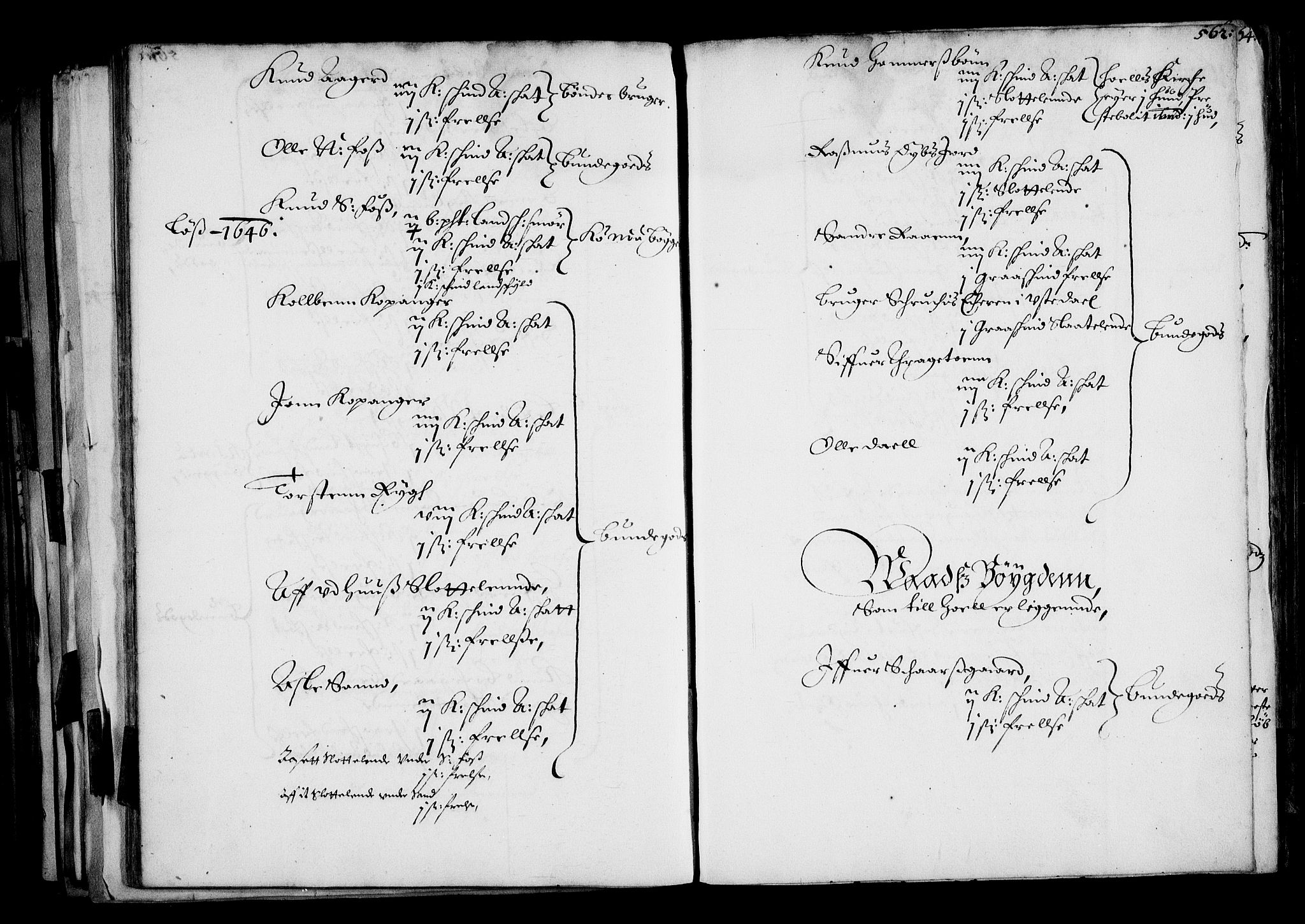 Rentekammeret inntil 1814, Realistisk ordnet avdeling, AV/RA-EA-4070/N/Na/L0001: [XI f]: Akershus stifts jordebok, 1652, s. 561b-562a