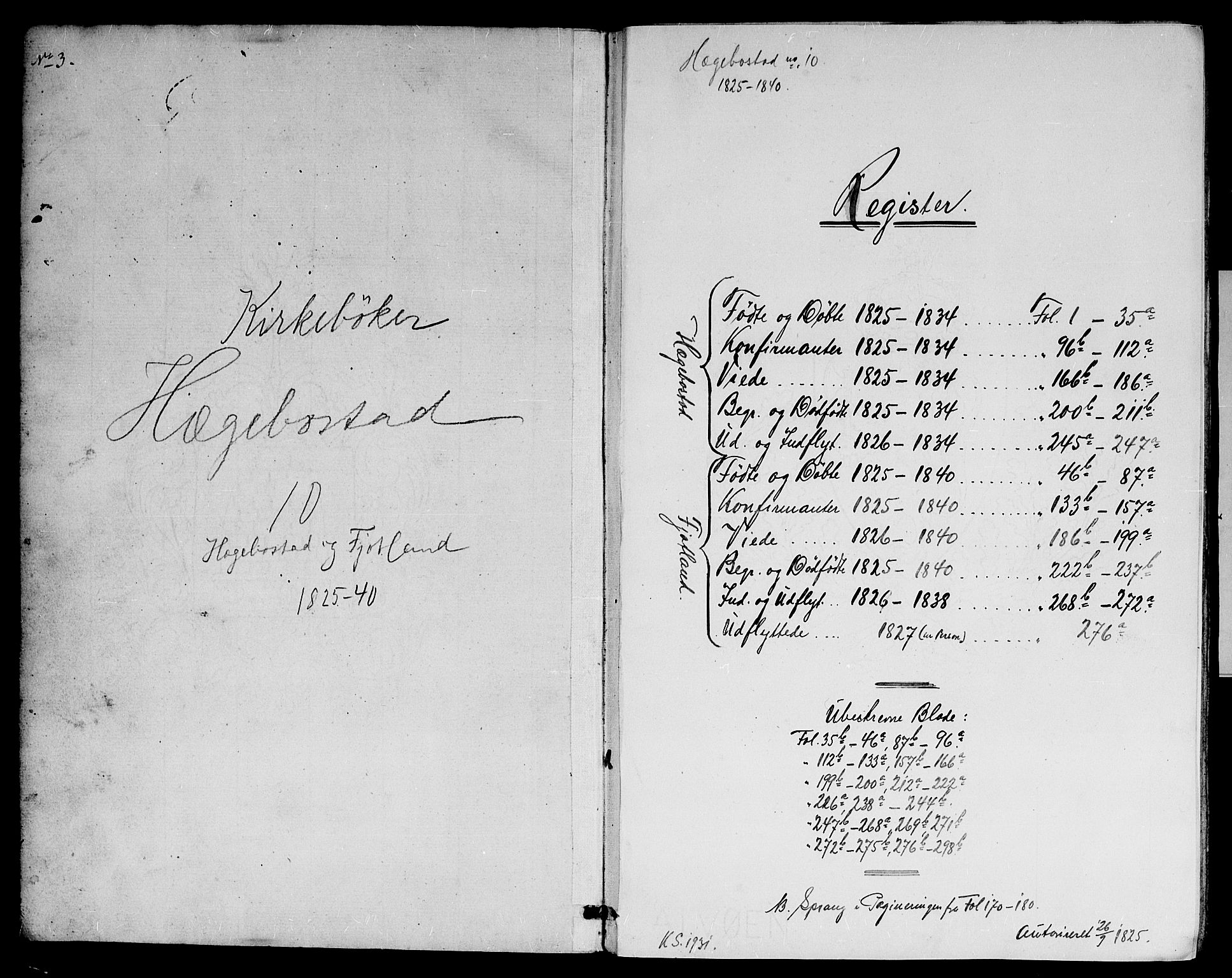 Hægebostad sokneprestkontor, SAK/1111-0024/F/Fa/Faa/L0003: Ministerialbok nr. A 3 /2, 1825-1840