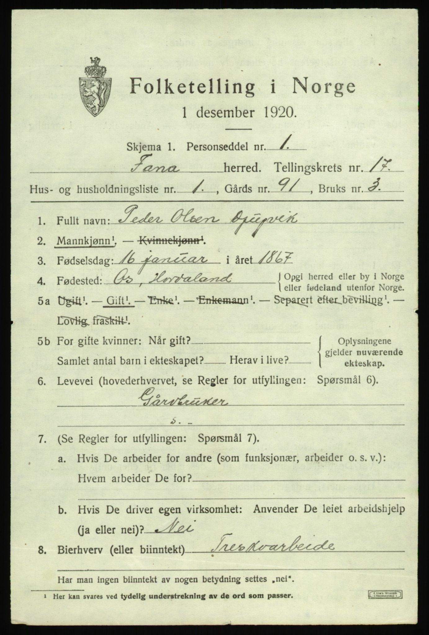 SAB, Folketelling 1920 for 1249 Fana herred, 1920, s. 22205