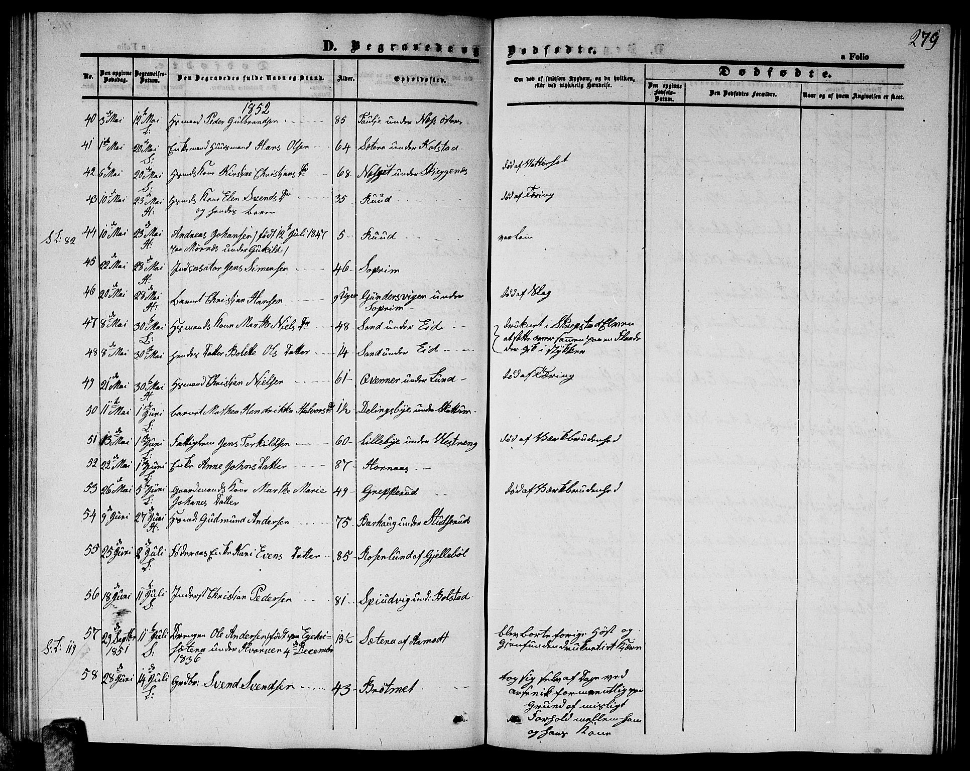 Høland prestekontor Kirkebøker, AV/SAO-A-10346a/G/Ga/L0003: Klokkerbok nr. I 3, 1846-1853, s. 279