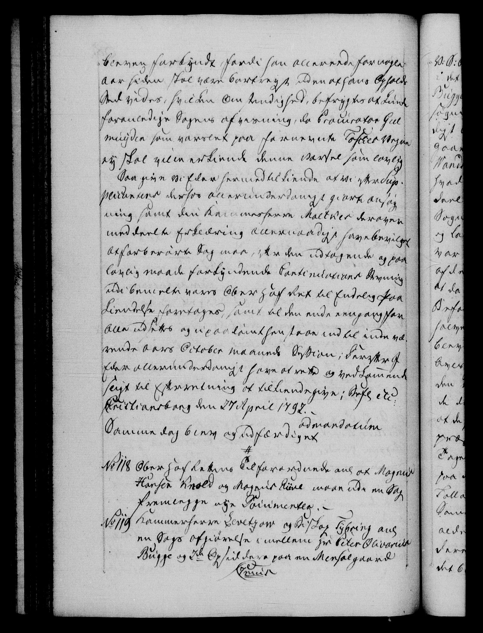 Danske Kanselli 1572-1799, AV/RA-EA-3023/F/Fc/Fca/Fcab/L0045: Norske tegnelser, 1792-1796, s. 68b