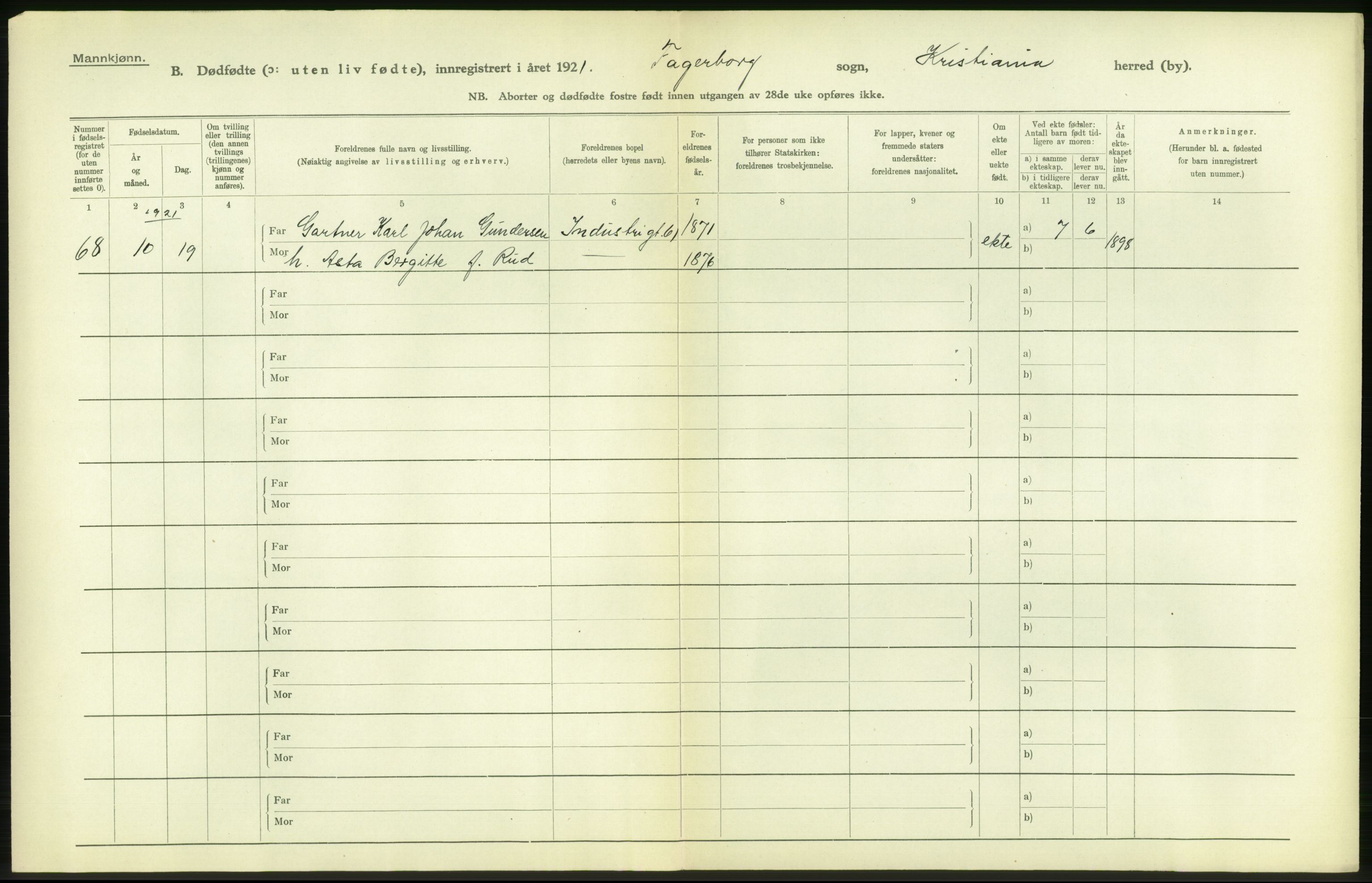Statistisk sentralbyrå, Sosiodemografiske emner, Befolkning, AV/RA-S-2228/D/Df/Dfc/Dfca/L0013: Kristiania: Døde, dødfødte, 1921, s. 574