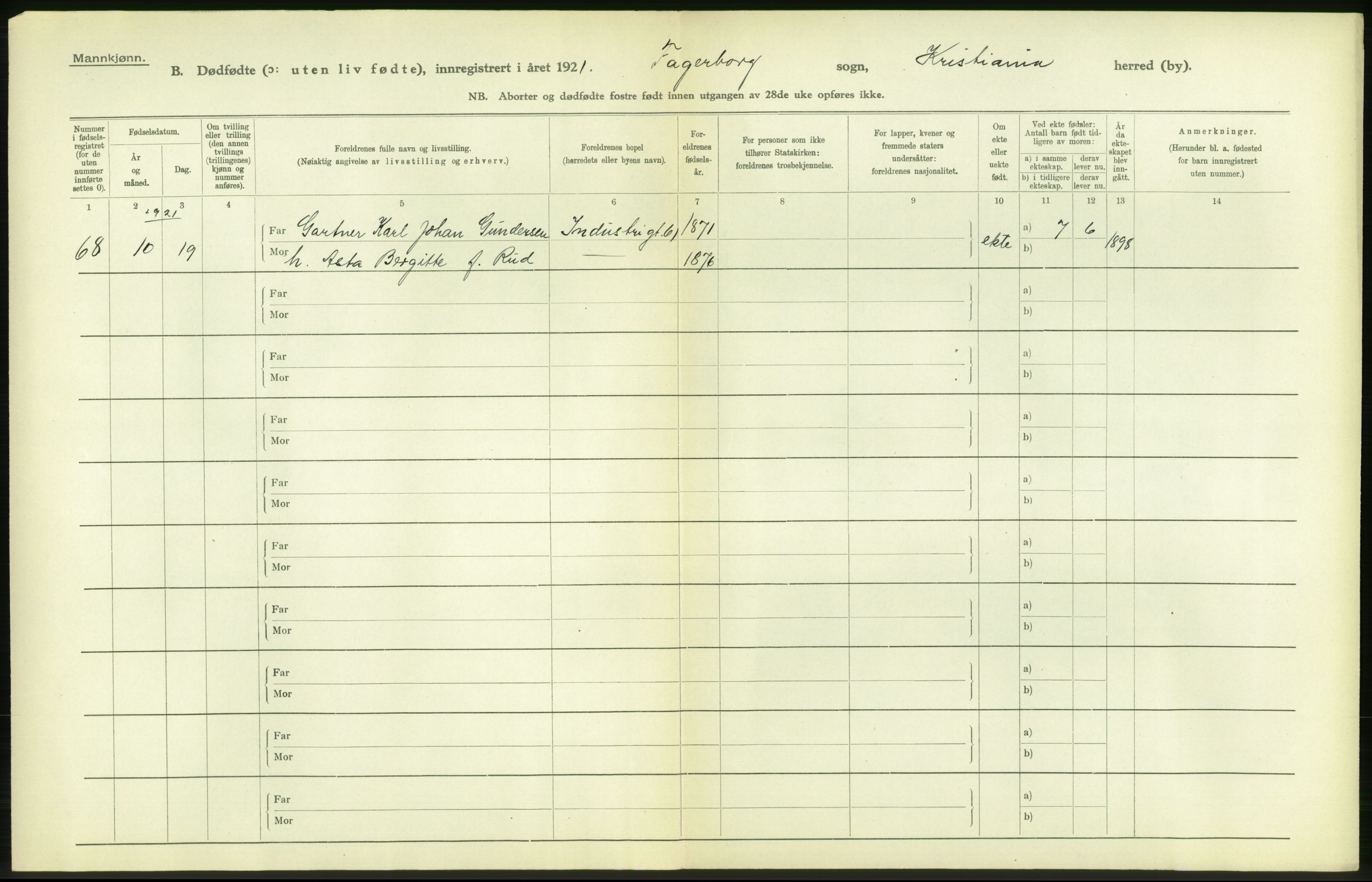 Statistisk sentralbyrå, Sosiodemografiske emner, Befolkning, RA/S-2228/D/Df/Dfc/Dfca/L0013: Kristiania: Døde, dødfødte, 1921, s. 574