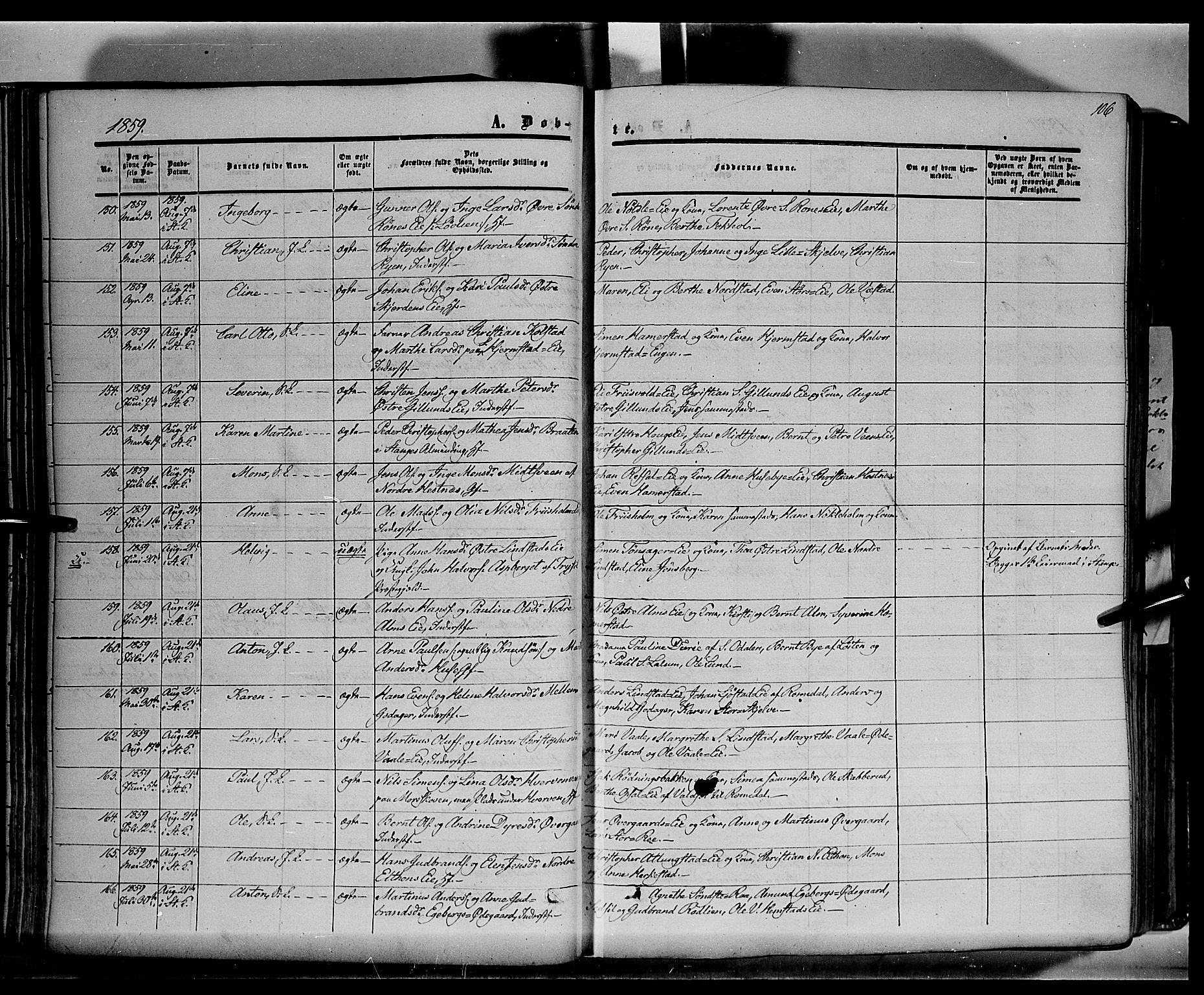 Stange prestekontor, AV/SAH-PREST-002/K/L0012: Ministerialbok nr. 12, 1852-1862, s. 106