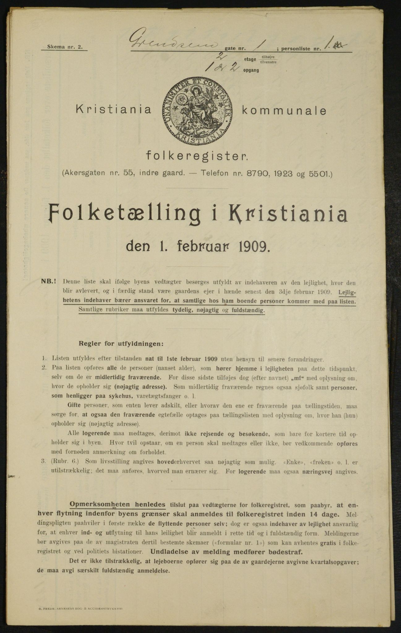 OBA, Kommunal folketelling 1.2.1909 for Kristiania kjøpstad, 1909, s. 26958