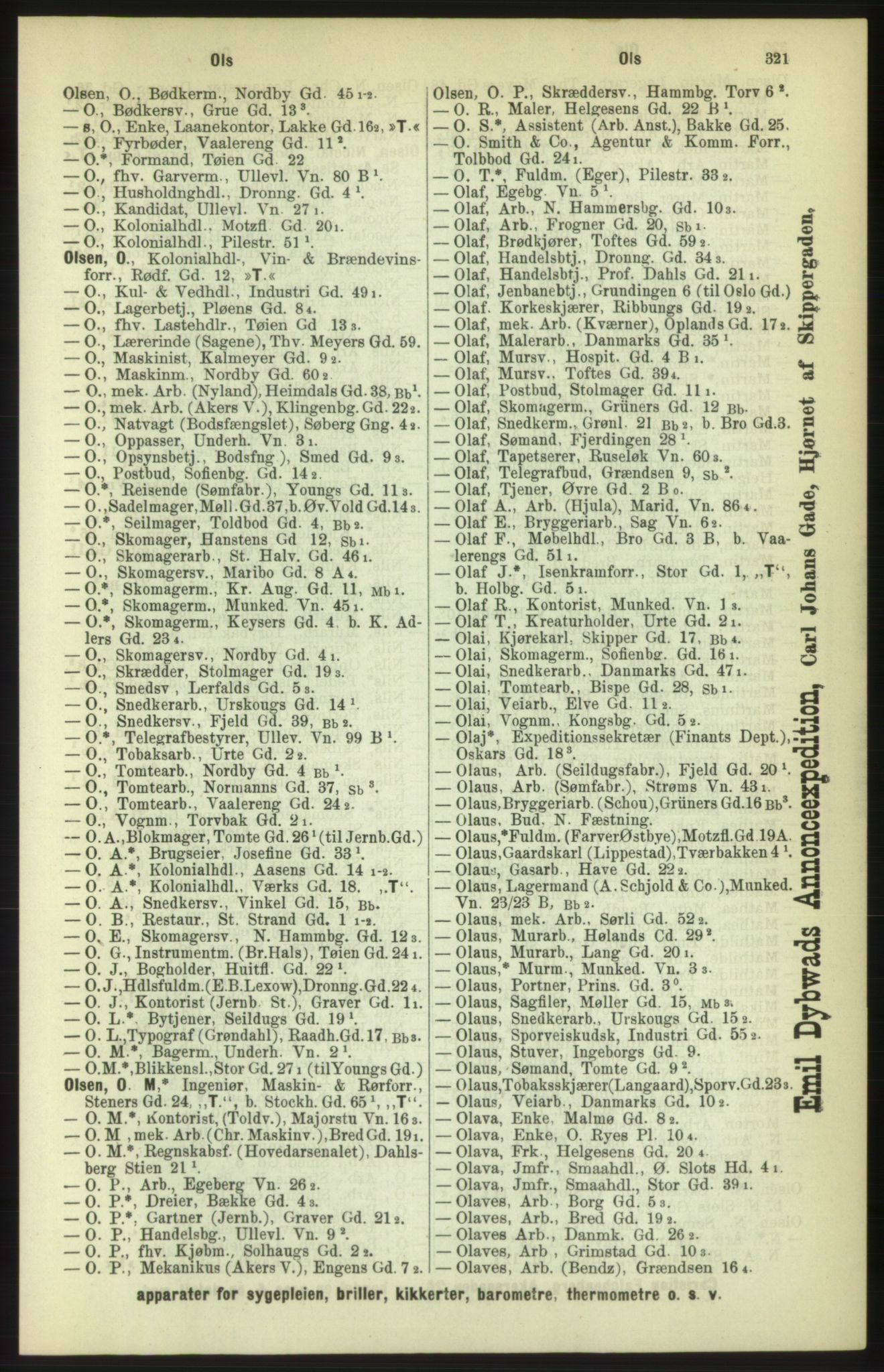 Kristiania/Oslo adressebok, PUBL/-, 1886, s. 321