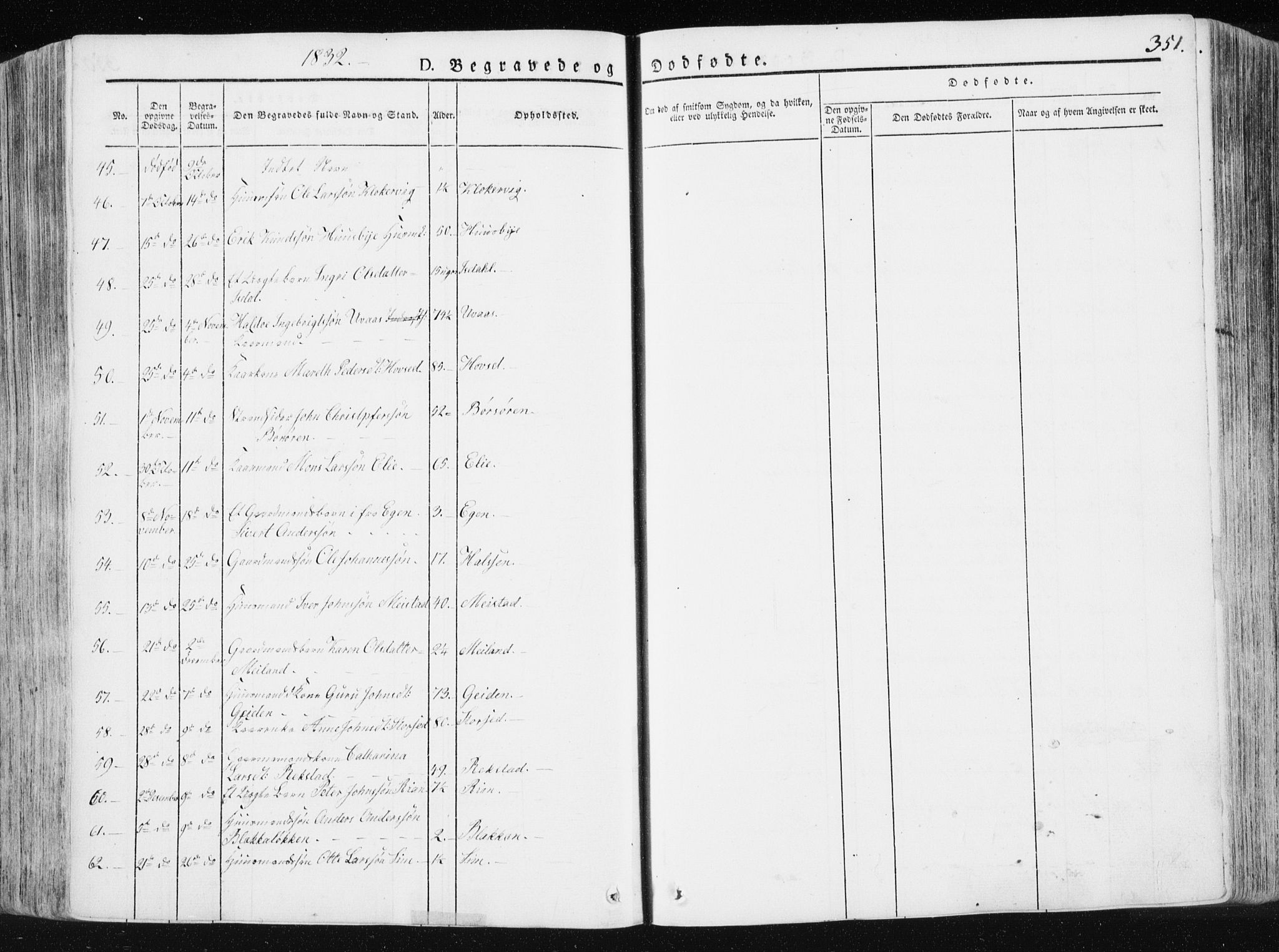 Ministerialprotokoller, klokkerbøker og fødselsregistre - Sør-Trøndelag, SAT/A-1456/665/L0771: Ministerialbok nr. 665A06, 1830-1856, s. 351