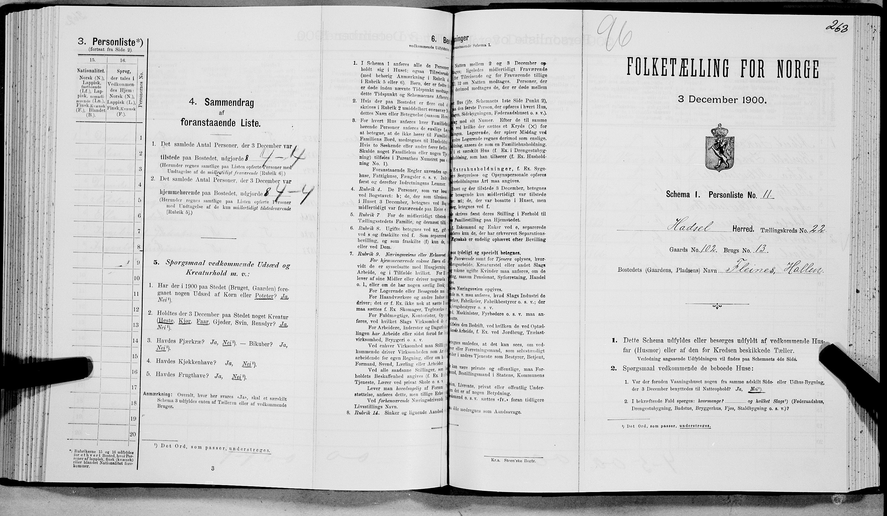 SAT, Folketelling 1900 for 1866 Hadsel herred, 1900, s. 2158