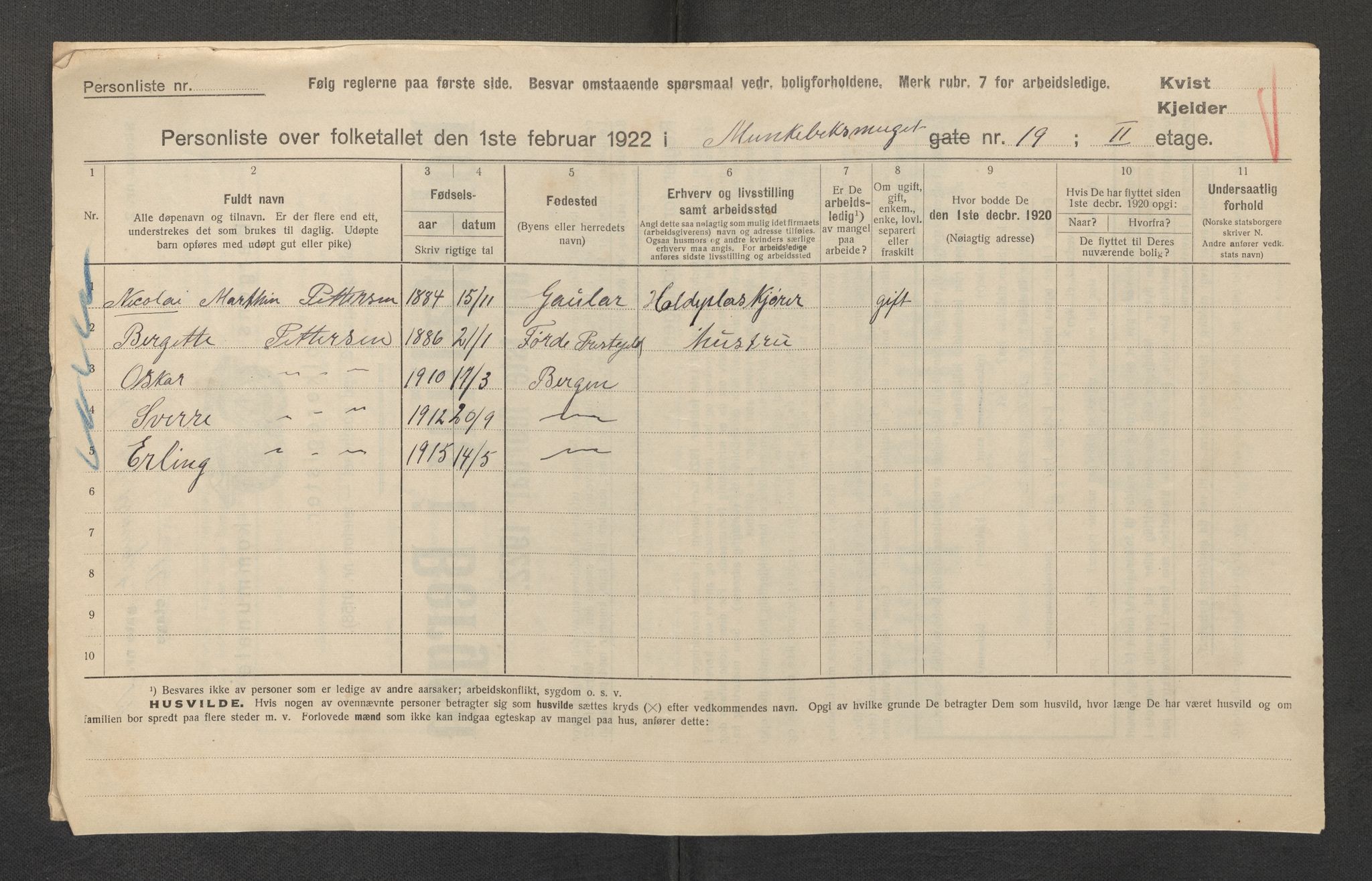 SAB, Kommunal folketelling 1922 for Bergen kjøpstad, 1922, s. 25175