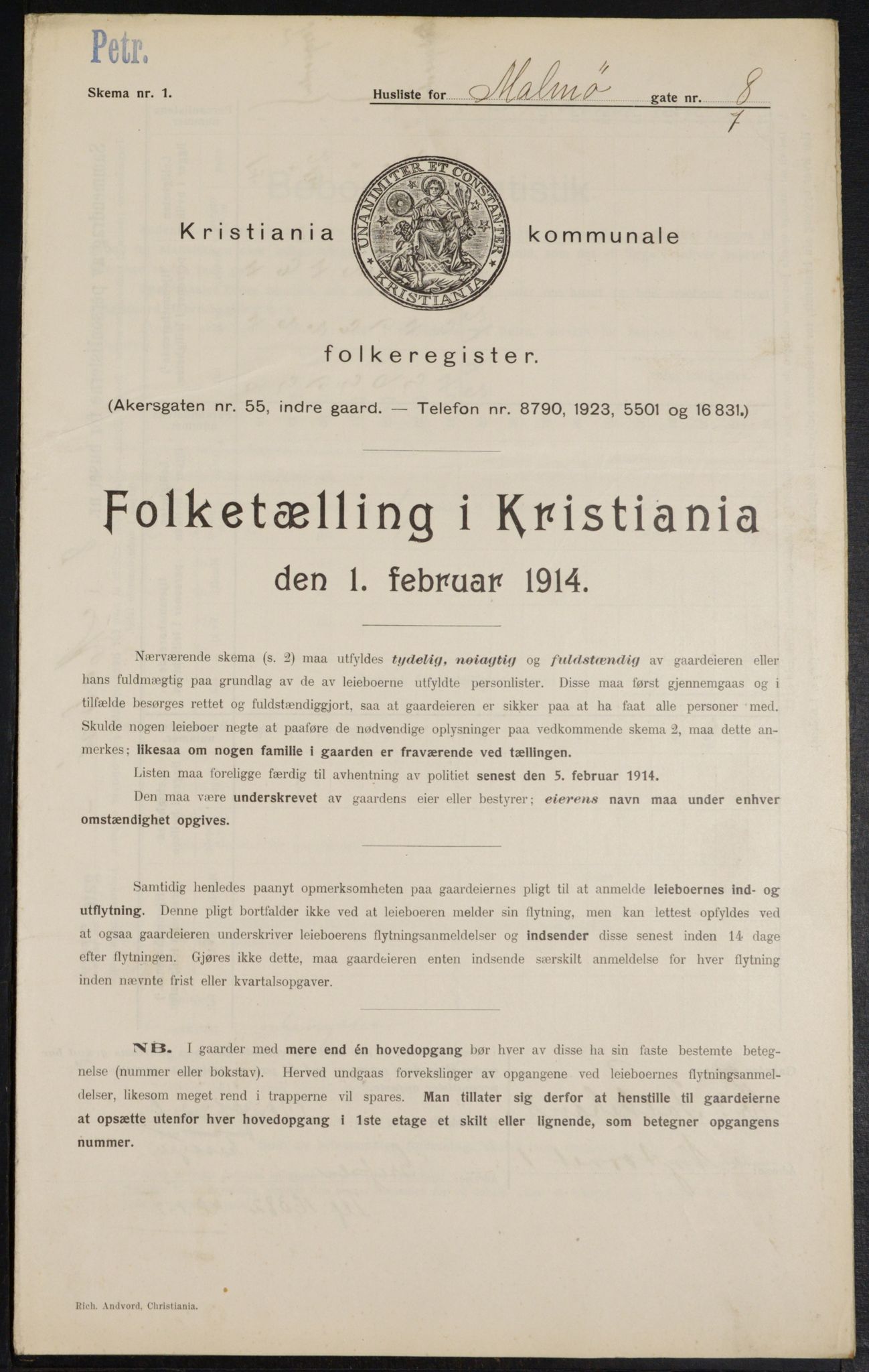 OBA, Kommunal folketelling 1.2.1914 for Kristiania, 1914, s. 59984