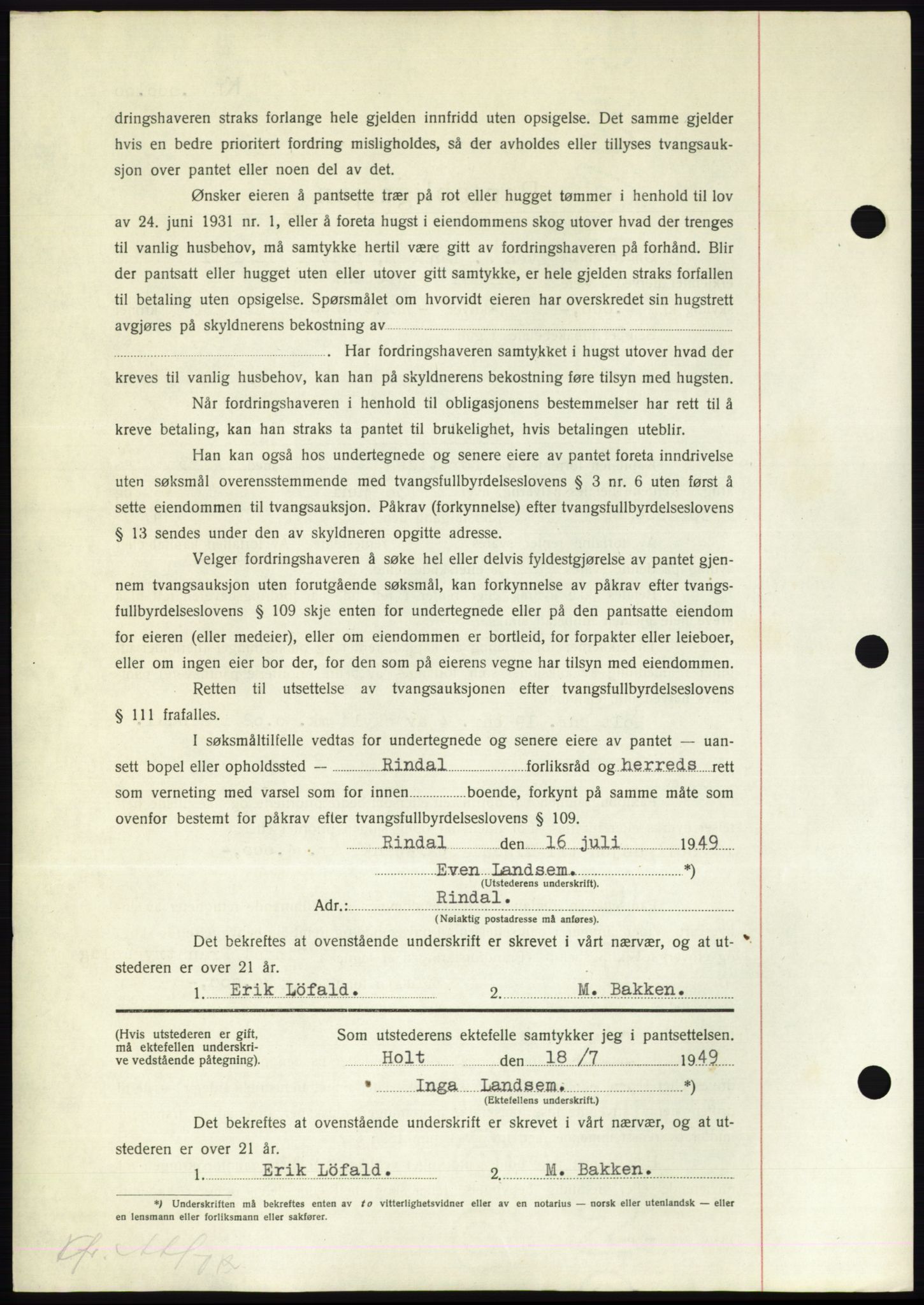 Nordmøre sorenskriveri, AV/SAT-A-4132/1/2/2Ca: Pantebok nr. B102, 1949-1949, Dagboknr: 2068/1949