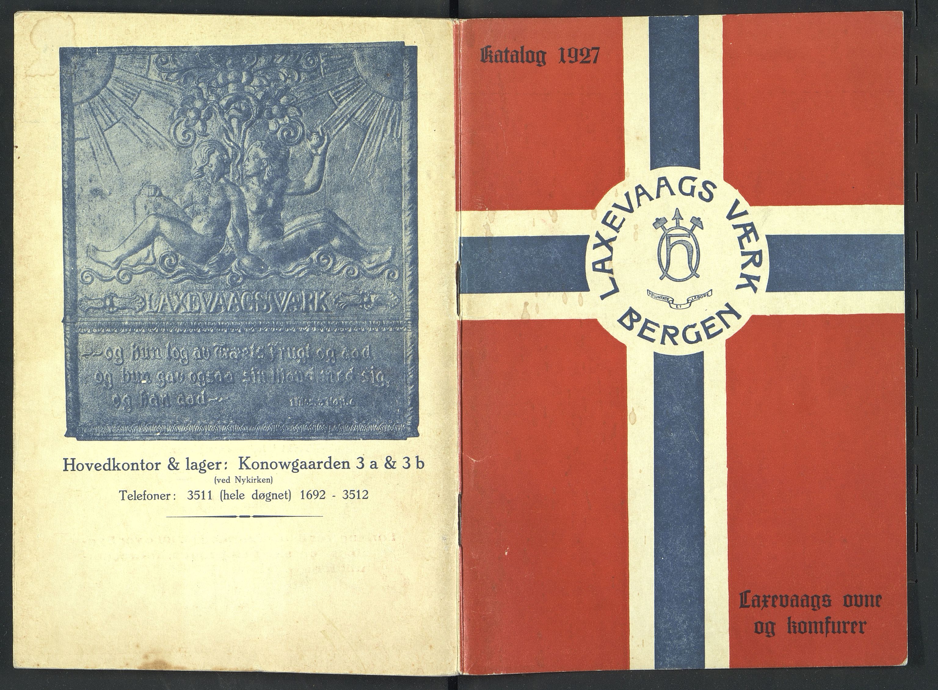 Næs Jernverksmuseets samling av historiske ovnskataloger, NESJ/NJM-006/01/L0026: Laxevaags Værk Bergen, 1927