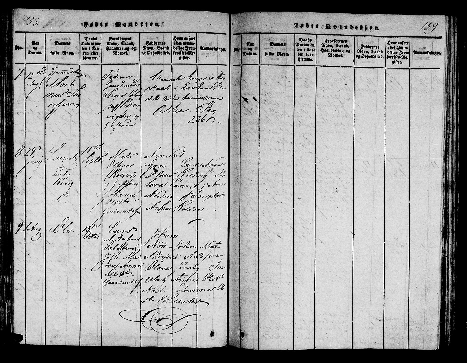 Ministerialprotokoller, klokkerbøker og fødselsregistre - Nord-Trøndelag, SAT/A-1458/722/L0217: Ministerialbok nr. 722A04, 1817-1842, s. 158-159