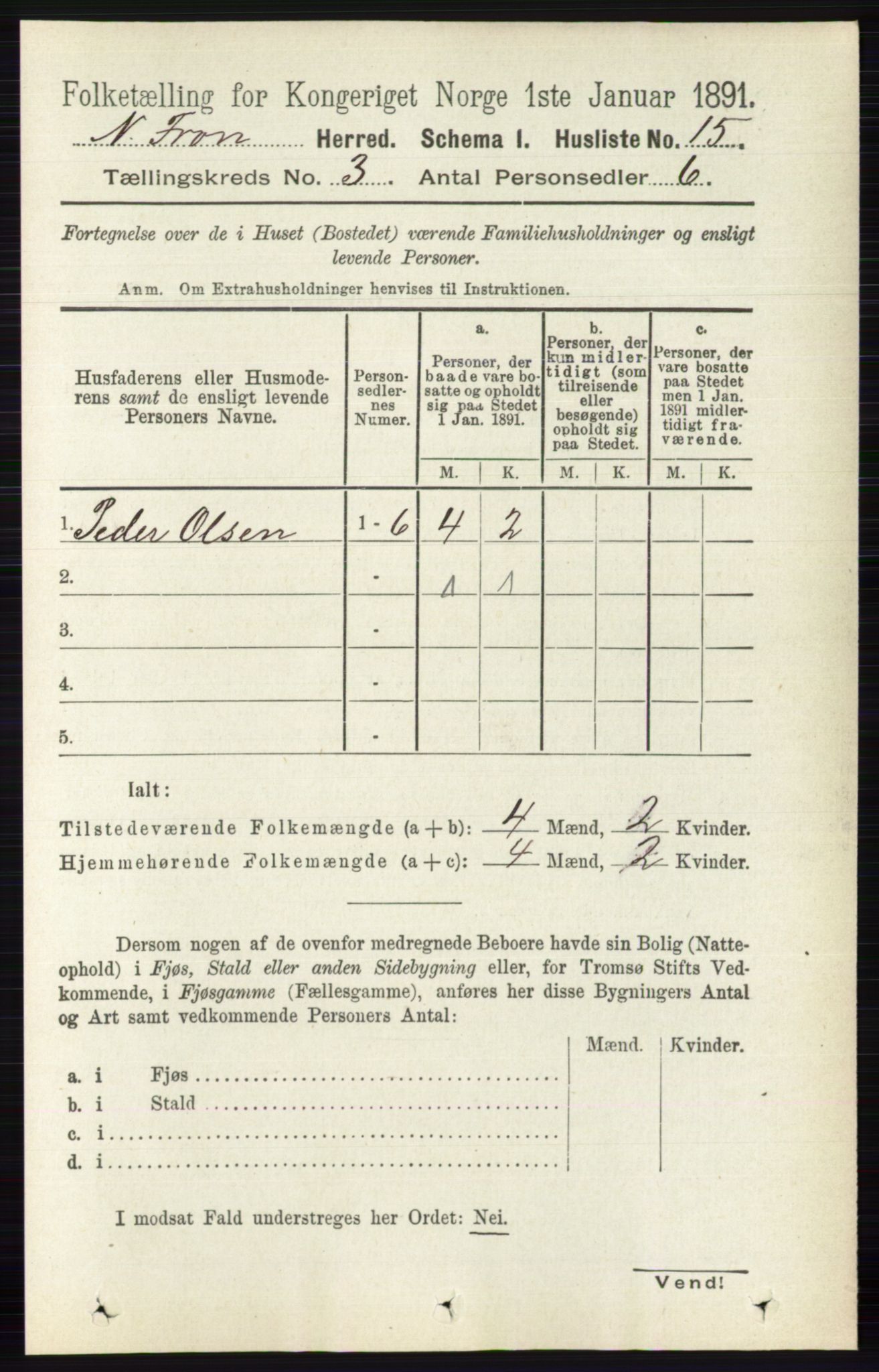 RA, Folketelling 1891 for 0518 Nord-Fron herred, 1891, s. 771