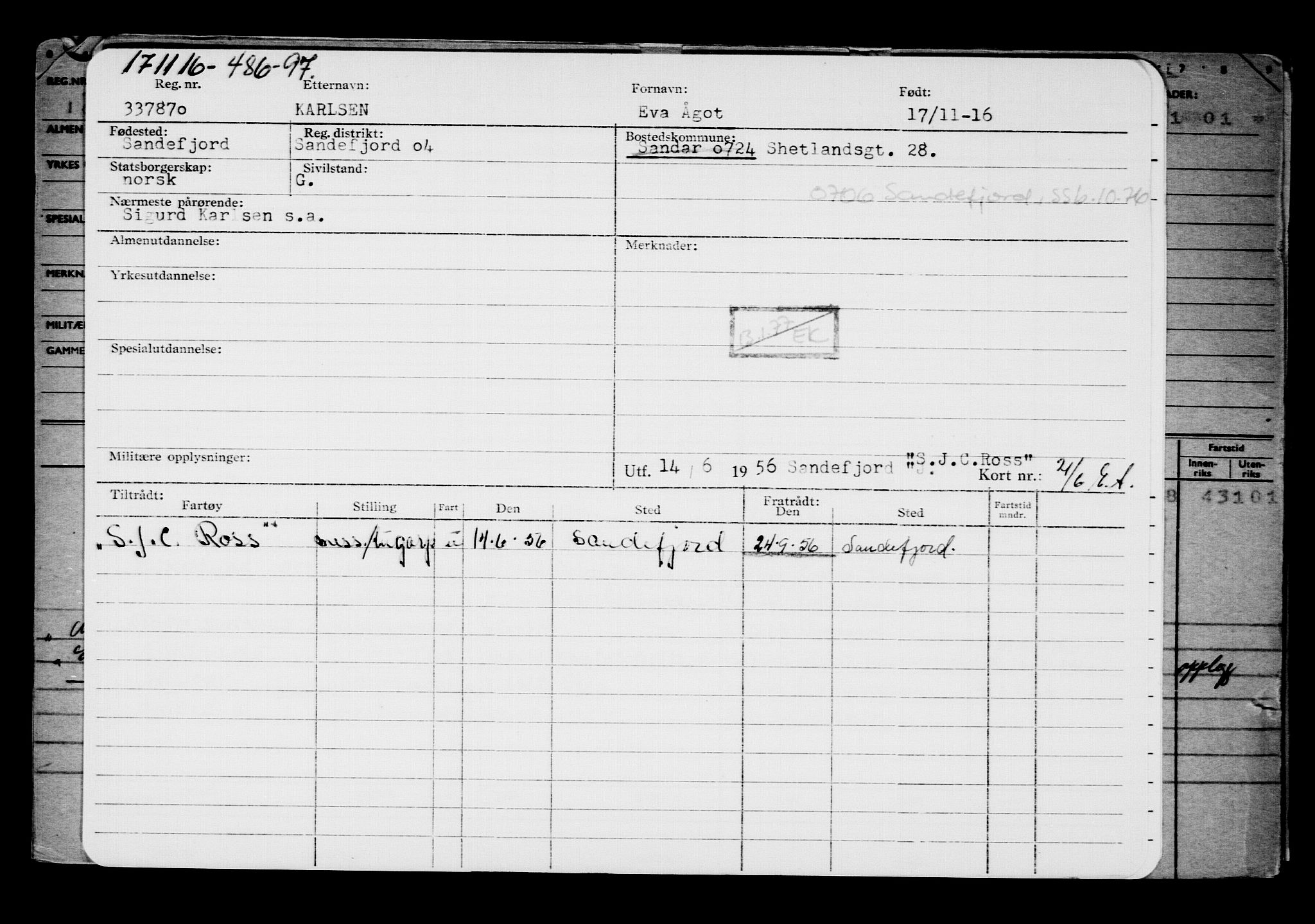 Direktoratet for sjømenn, AV/RA-S-3545/G/Gb/L0144: Hovedkort, 1916, s. 31