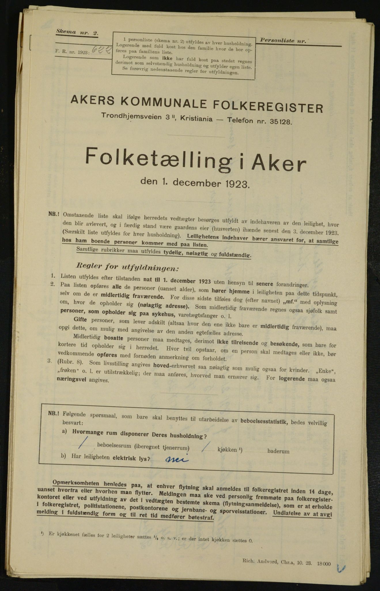 , Kommunal folketelling 1.12.1923 for Aker, 1923, s. 27285