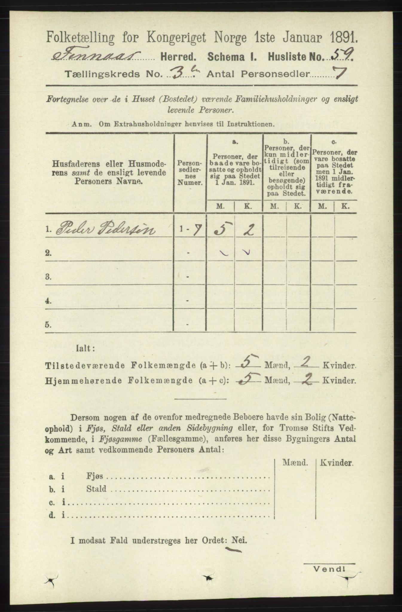 RA, Folketelling 1891 for 1218 Finnås herred, 1891, s. 1092