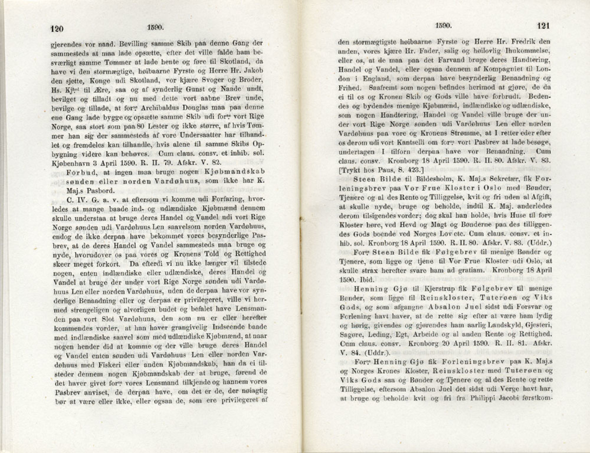 Publikasjoner utgitt av Det Norske Historiske Kildeskriftfond, PUBL/-/-/-: Norske Rigs-Registranter, bind 3, 1588-1602, s. 120-121