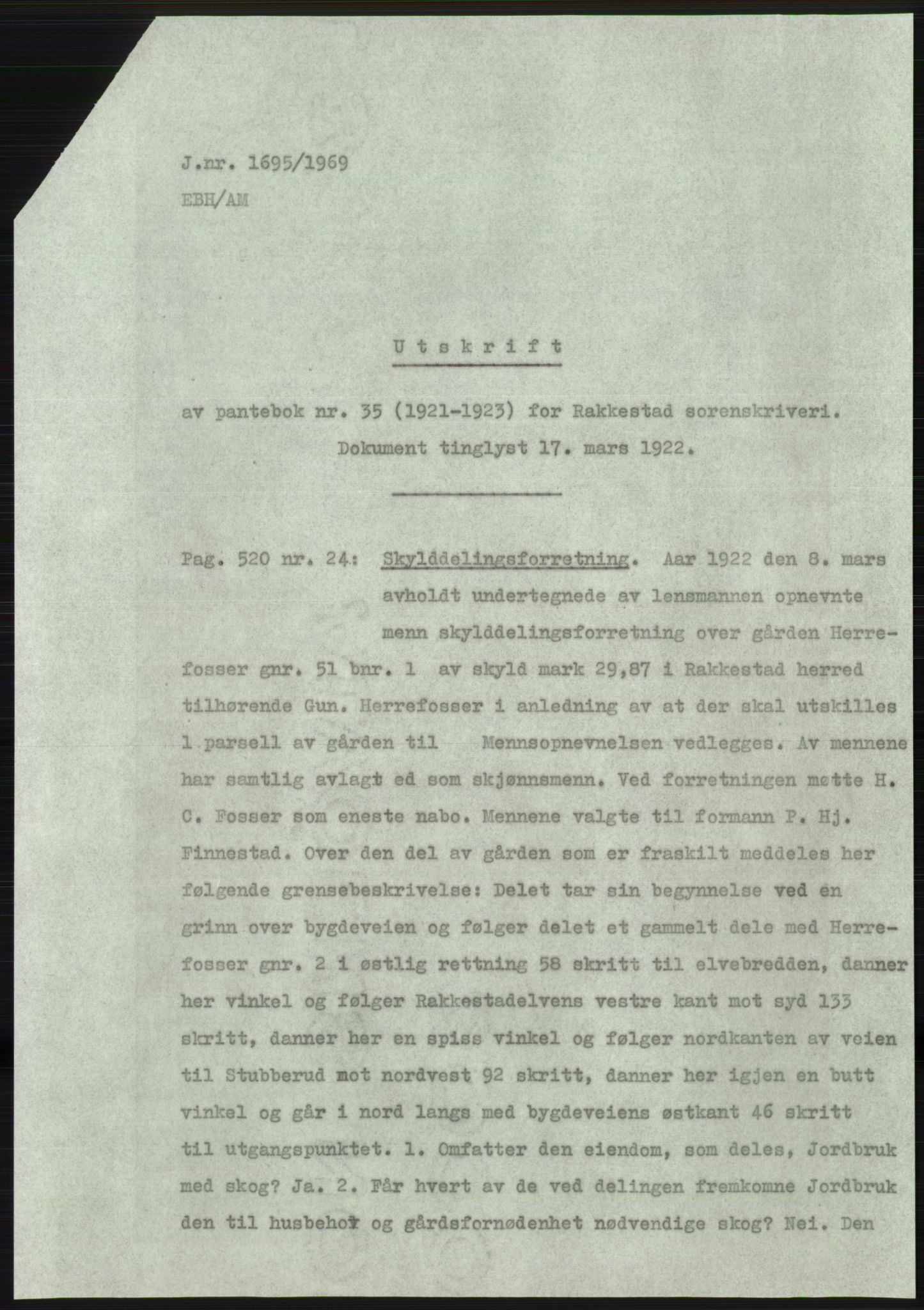Statsarkivet i Oslo, SAO/A-10621/Z/Zd/L0028: Avskrifter, j.nr 20-2143/1969, 1969, s. 331