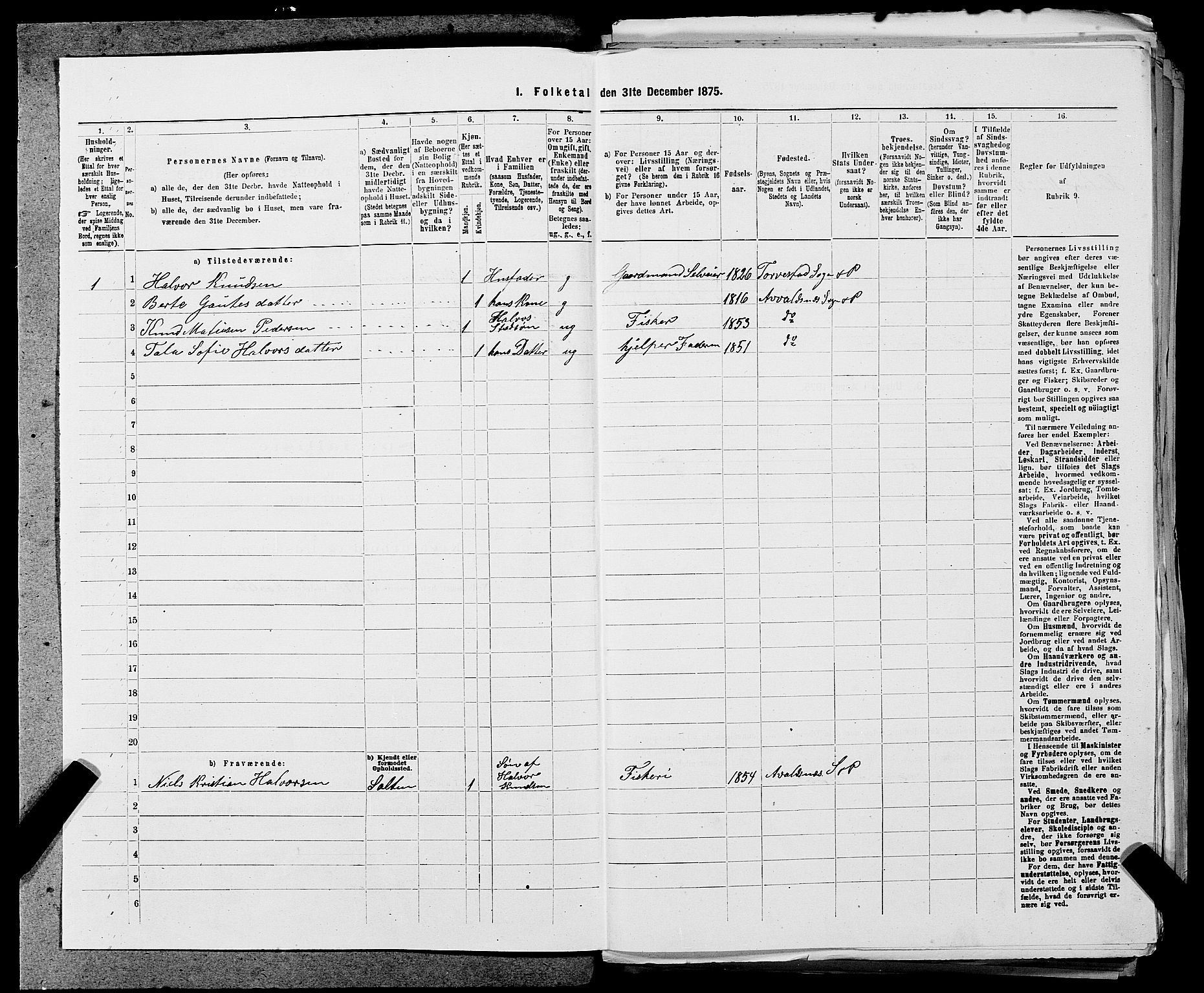 SAST, Folketelling 1875 for 1147L Avaldsnes prestegjeld, Avaldsnes sokn og Kopervik landsokn, 1875, s. 901