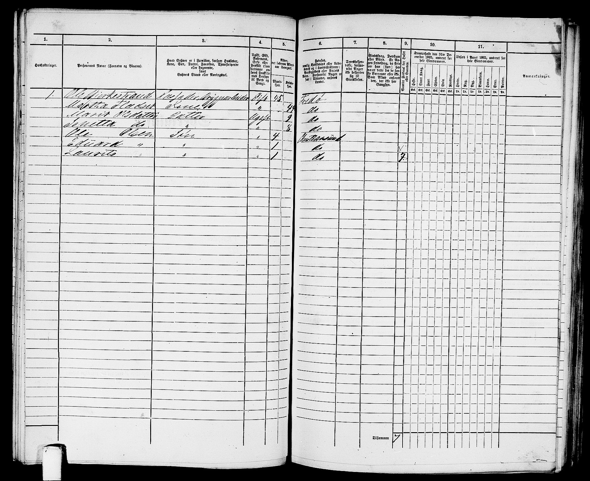 RA, Folketelling 1865 for 1503B Kristiansund prestegjeld, Kristiansund kjøpstad, 1865, s. 778