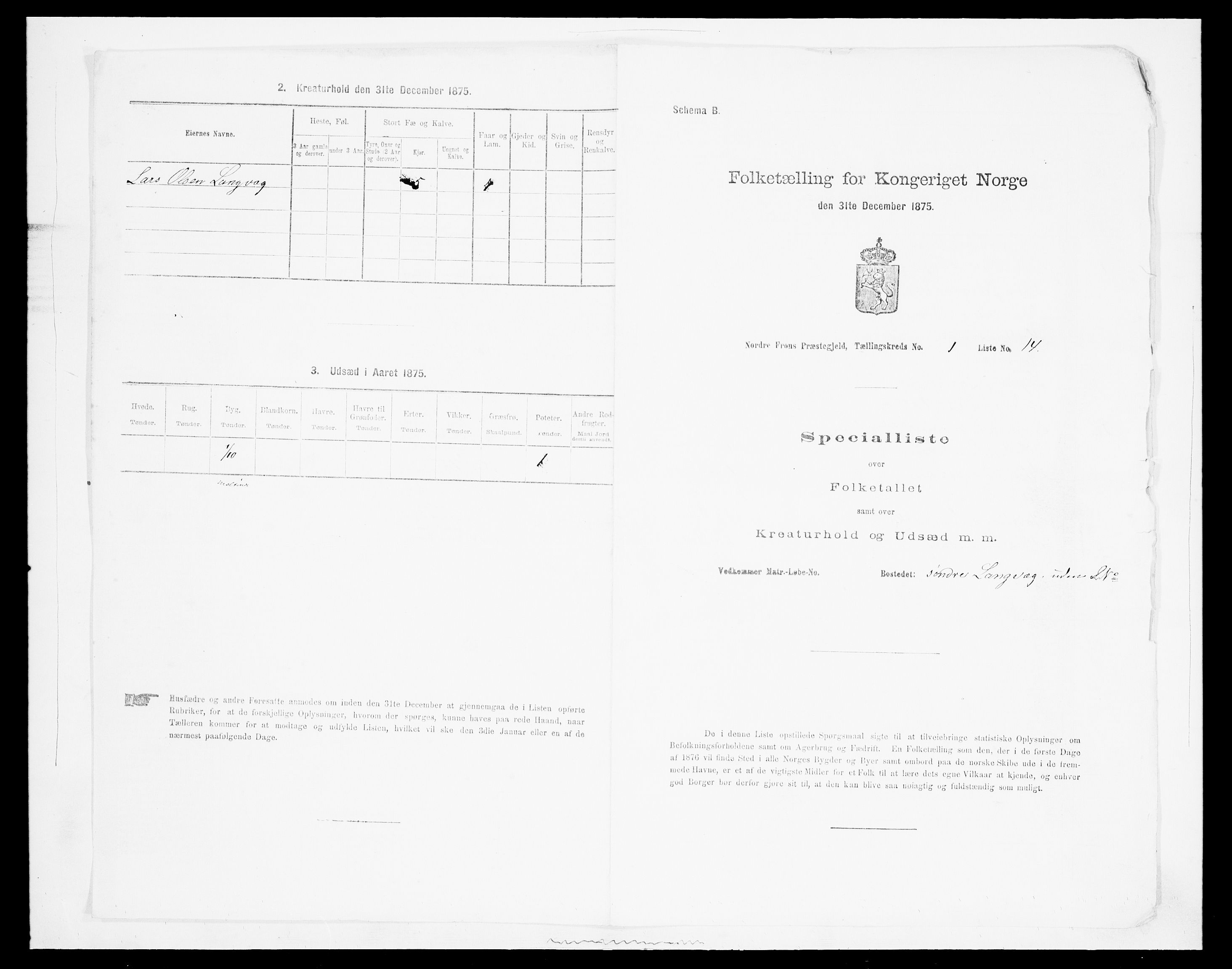 SAH, Folketelling 1875 for 0518P Nord-Fron prestegjeld, 1875, s. 137