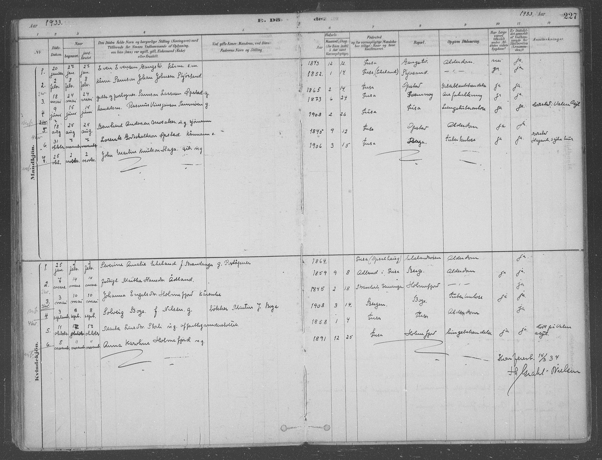Fusa sokneprestembete, AV/SAB-A-75401/H/Haa: Ministerialbok nr. B 1, 1880-1938, s. 227