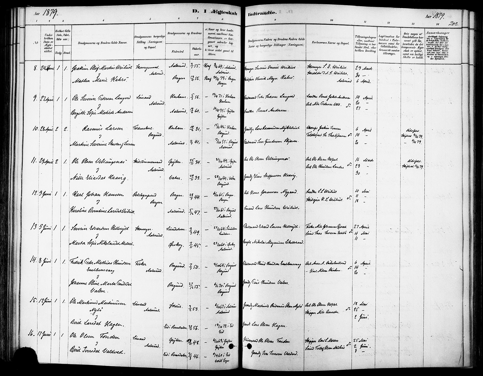 Ministerialprotokoller, klokkerbøker og fødselsregistre - Møre og Romsdal, SAT/A-1454/529/L0454: Ministerialbok nr. 529A04, 1878-1885, s. 202