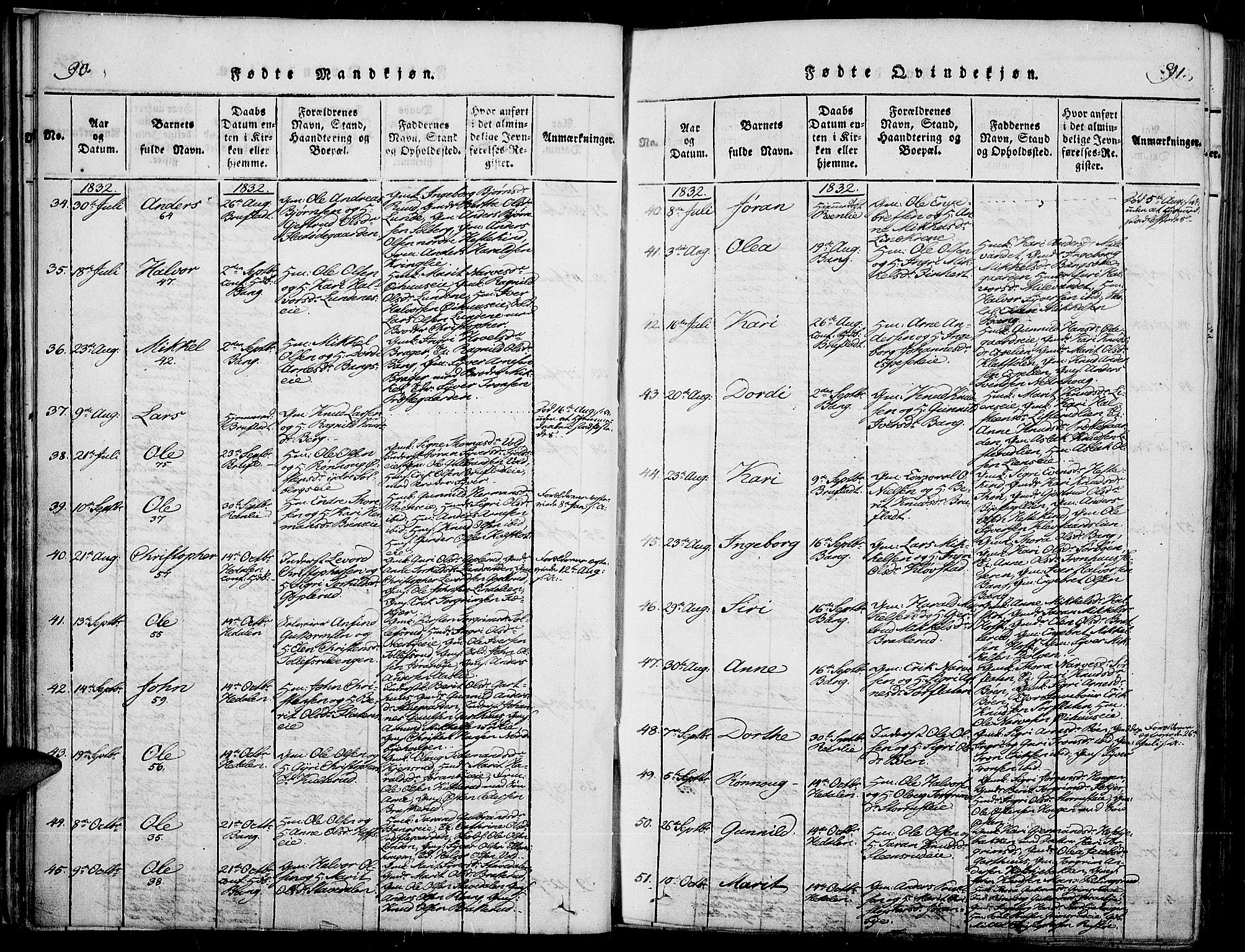 Sør-Aurdal prestekontor, SAH/PREST-128/H/Ha/Haa/L0003: Ministerialbok nr. 3, 1825-1840, s. 90-91