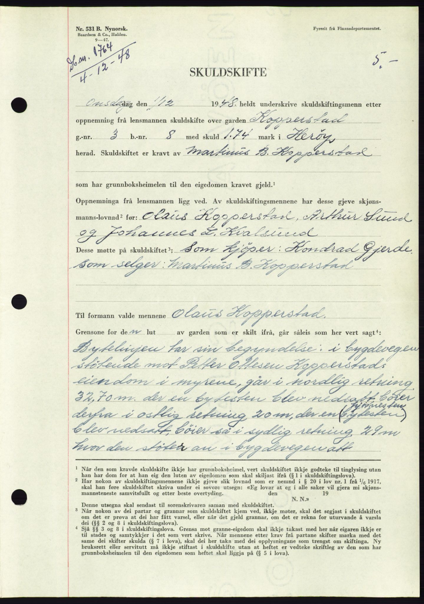 Søre Sunnmøre sorenskriveri, AV/SAT-A-4122/1/2/2C/L0083: Pantebok nr. 9A, 1948-1949, Dagboknr: 1764/1948