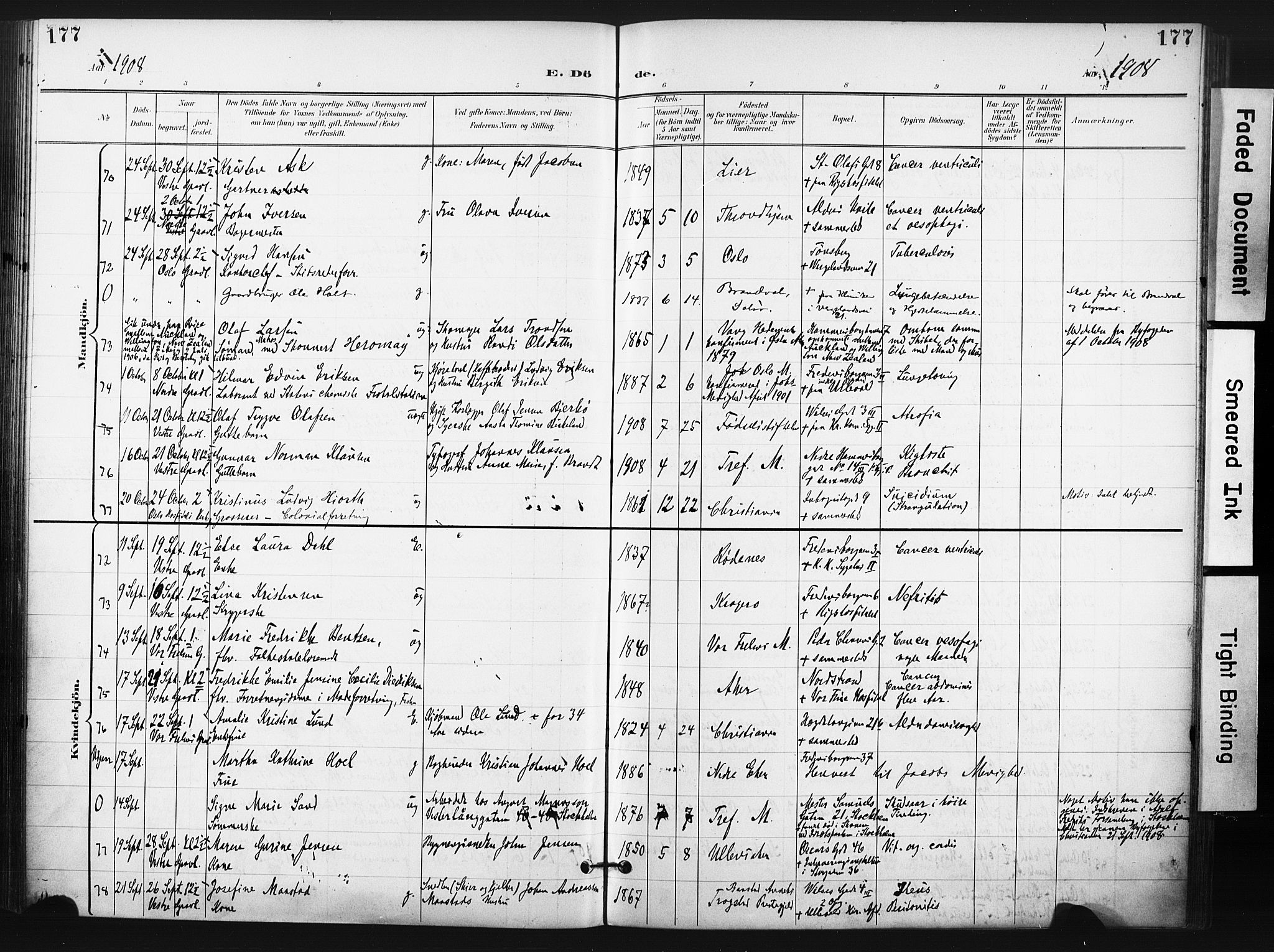 Trefoldighet prestekontor Kirkebøker, AV/SAO-A-10882/F/Fd/L0004: Ministerialbok nr. IV 4, 1897-1912, s. 177