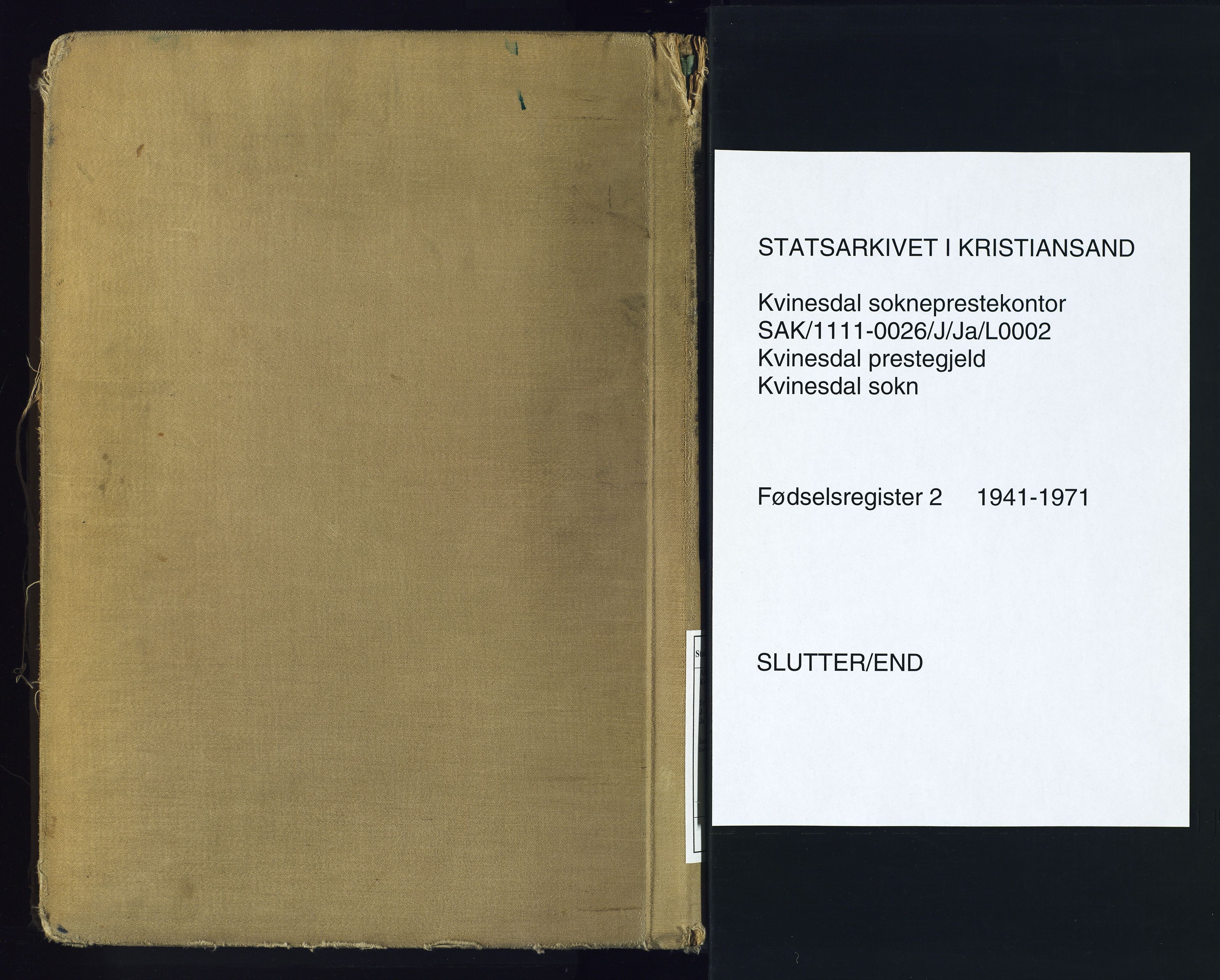 Kvinesdal sokneprestkontor, SAK/1111-0026/J/Ja/L0002: Fødselsregister nr. 2, 1941-1971