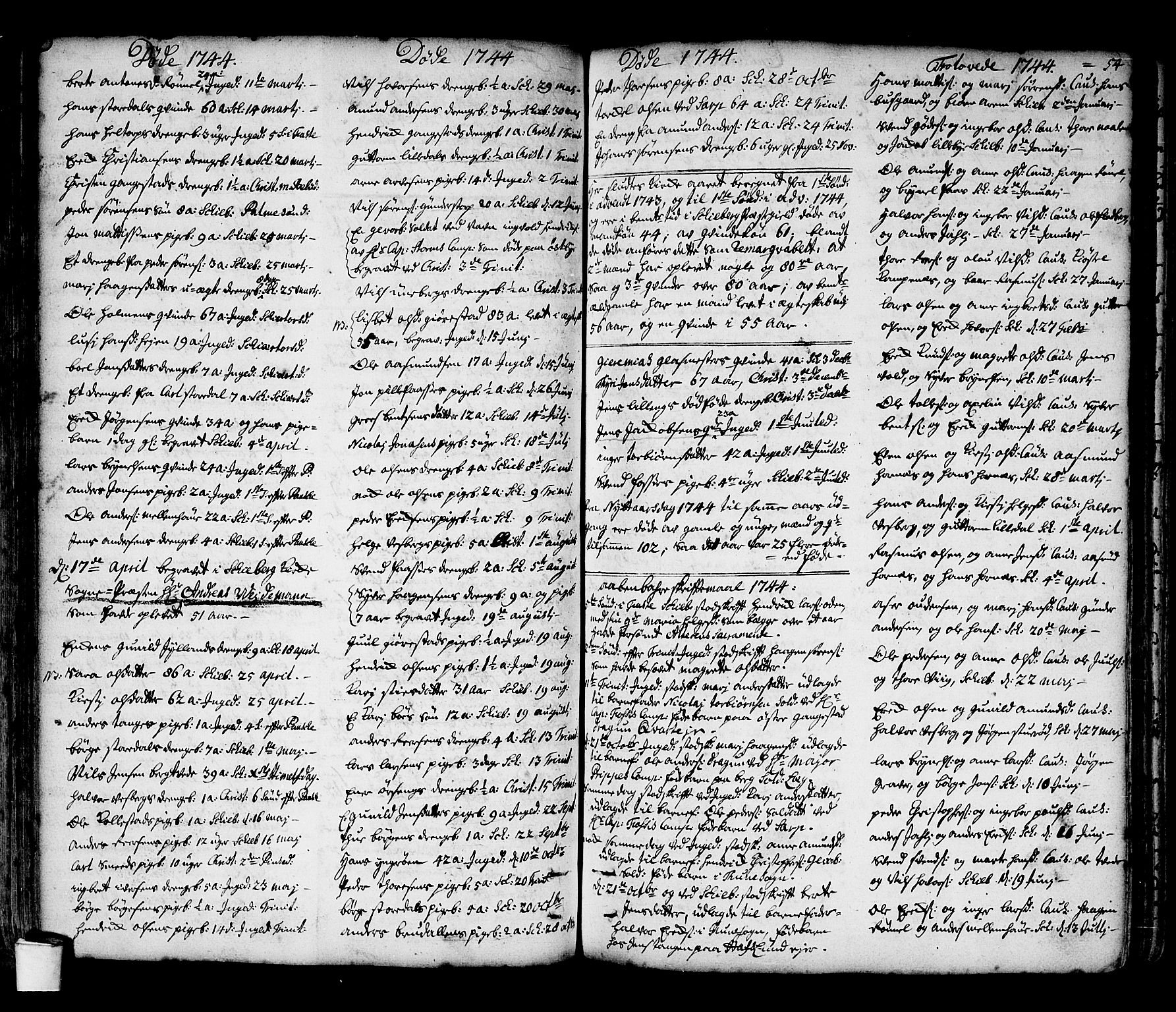 Skjeberg prestekontor Kirkebøker, SAO/A-10923/F/Fa/L0002: Ministerialbok nr. I 2, 1726-1791, s. 54