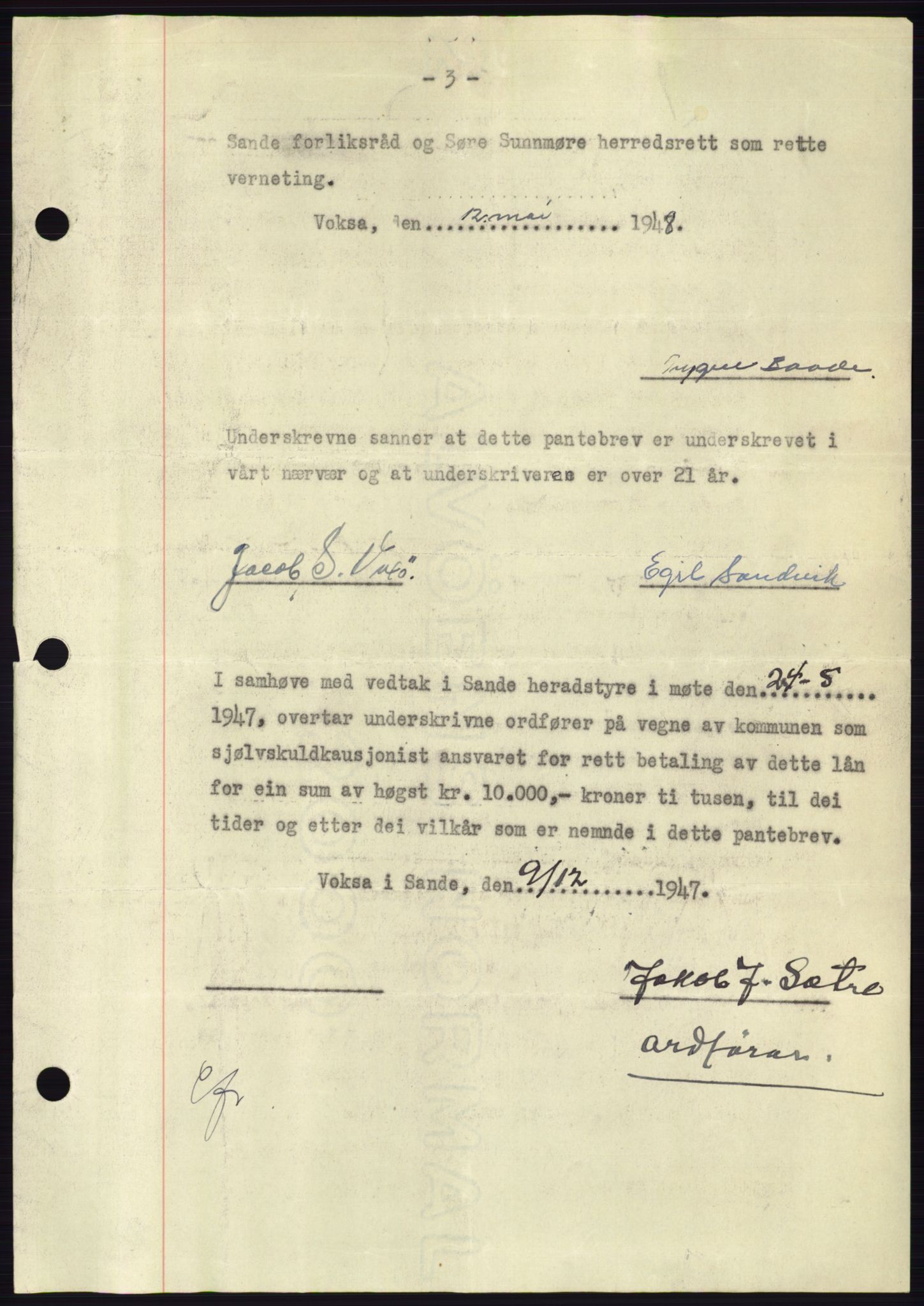 Søre Sunnmøre sorenskriveri, AV/SAT-A-4122/1/2/2C/L0115: Pantebok nr. 3B, 1947-1948, Dagboknr: 631/1948