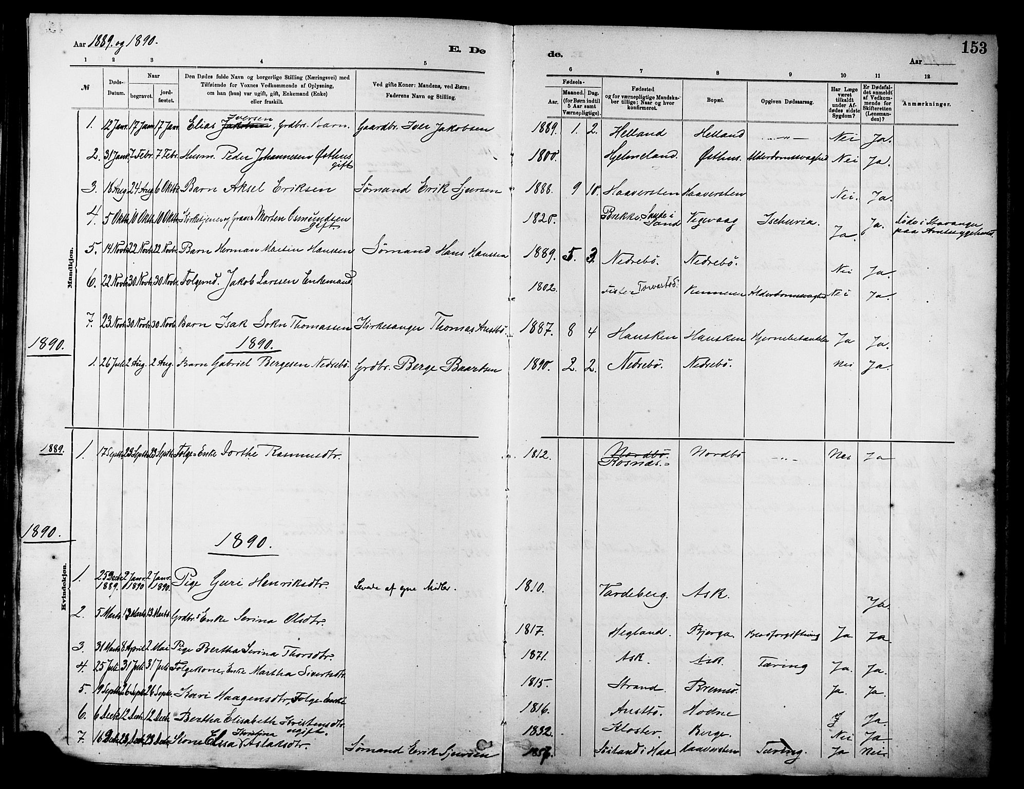 Rennesøy sokneprestkontor, AV/SAST-A -101827/H/Ha/Haa/L0012: Ministerialbok nr. A 13, 1885-1917, s. 154
