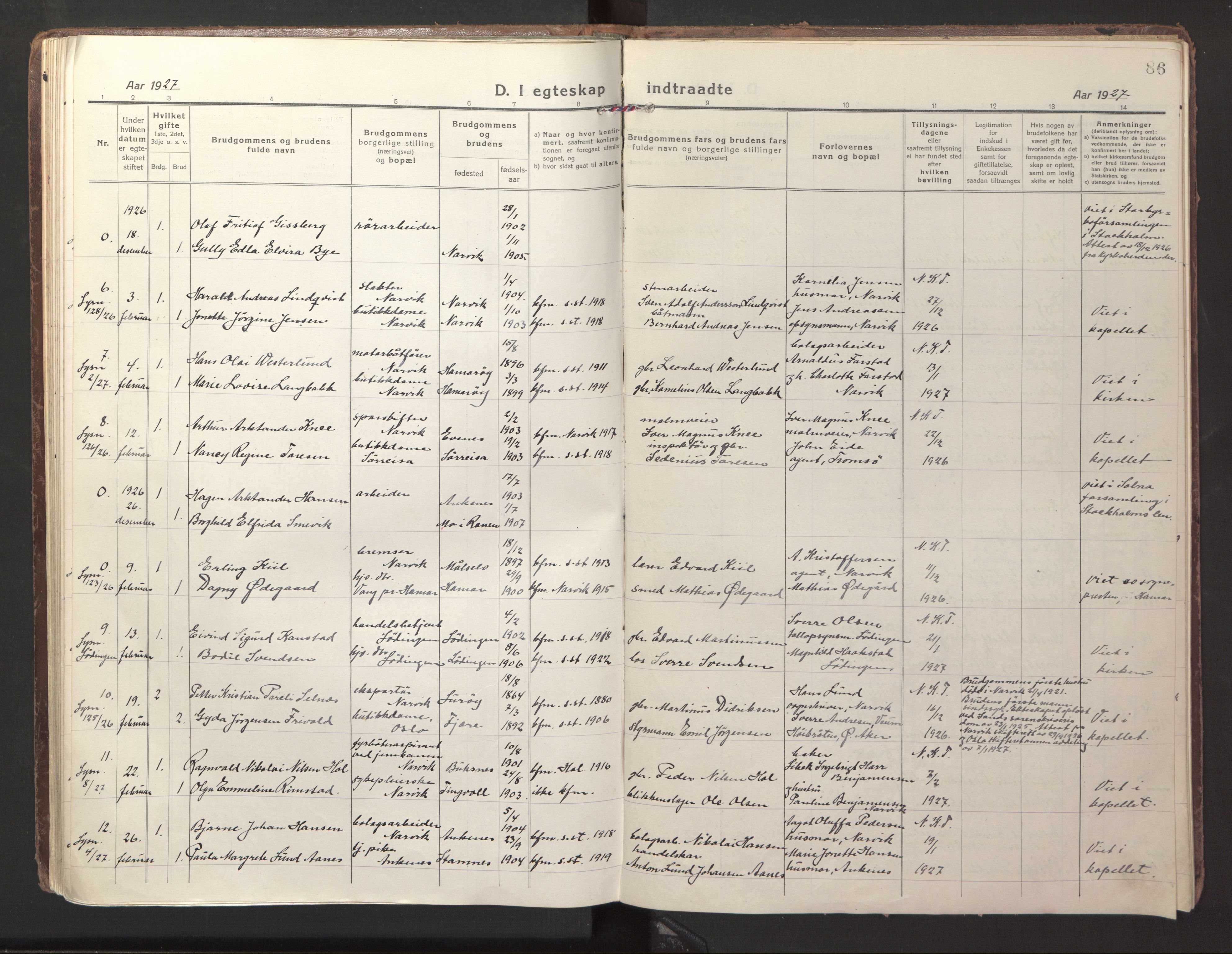 Ministerialprotokoller, klokkerbøker og fødselsregistre - Nordland, SAT/A-1459/871/L1002: Ministerialbok nr. 871A18, 1917-1926, s. 86