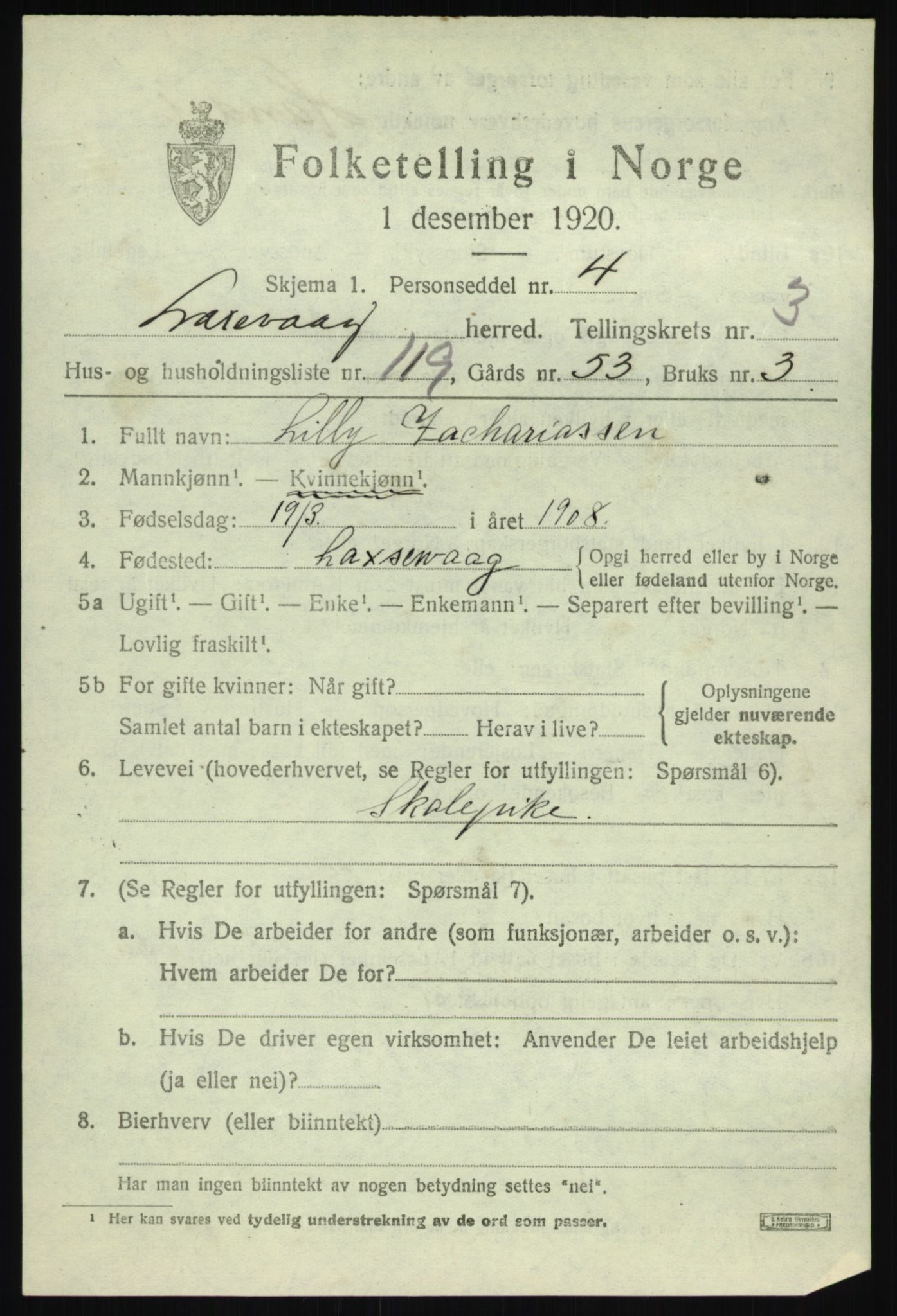 SAB, Folketelling 1920 for 1248 Laksevåg herred, 1920, s. 11630