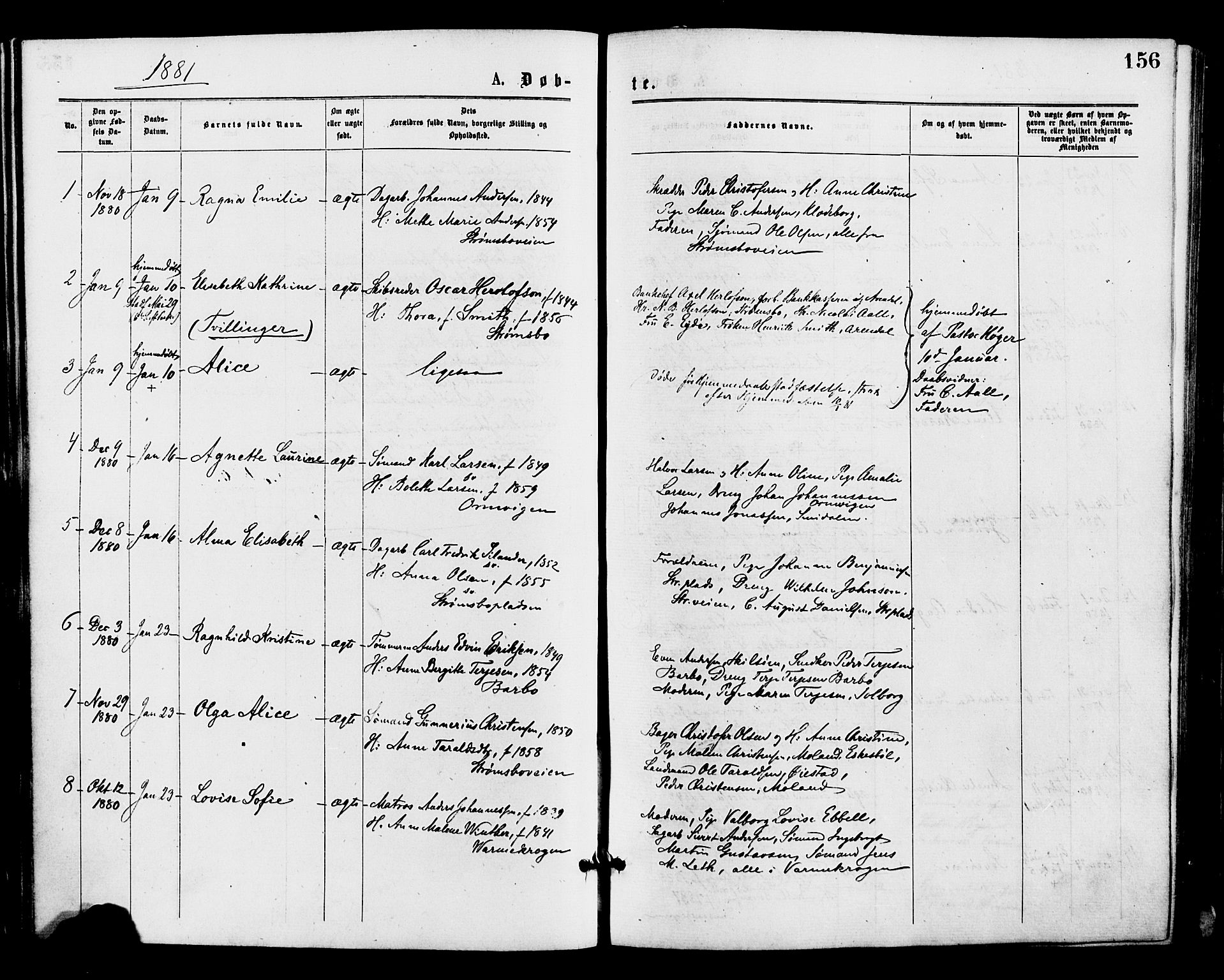 Barbu sokneprestkontor, SAK/1111-0003/F/Fa/L0001: Ministerialbok nr. A 1 /1, 1878-1883, s. 156