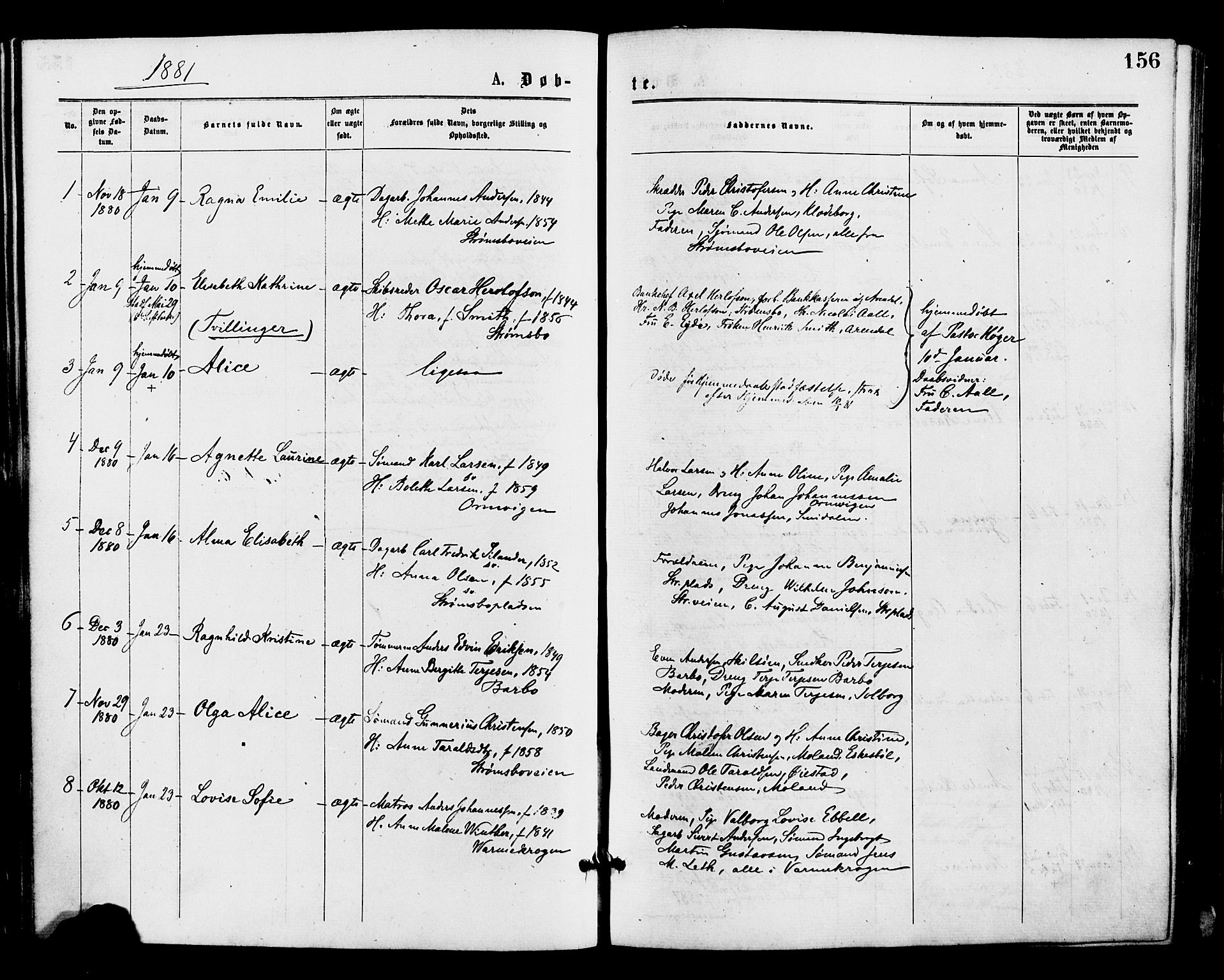 Barbu sokneprestkontor, AV/SAK-1111-0003/F/Fa/L0001: Ministerialbok nr. A 1 /1, 1878-1883, s. 156