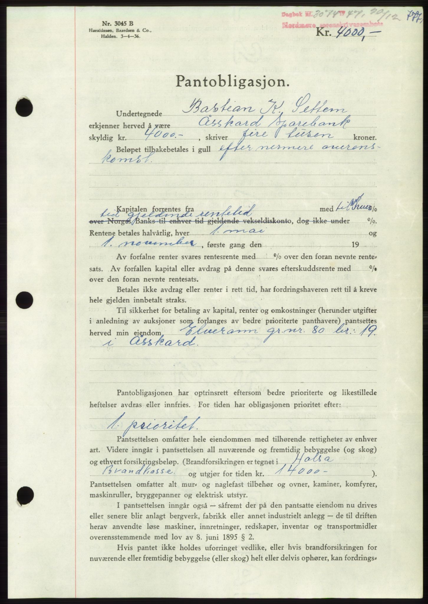 Nordmøre sorenskriveri, AV/SAT-A-4132/1/2/2Ca: Pantebok nr. B97, 1947-1948, Dagboknr: 3074/1947