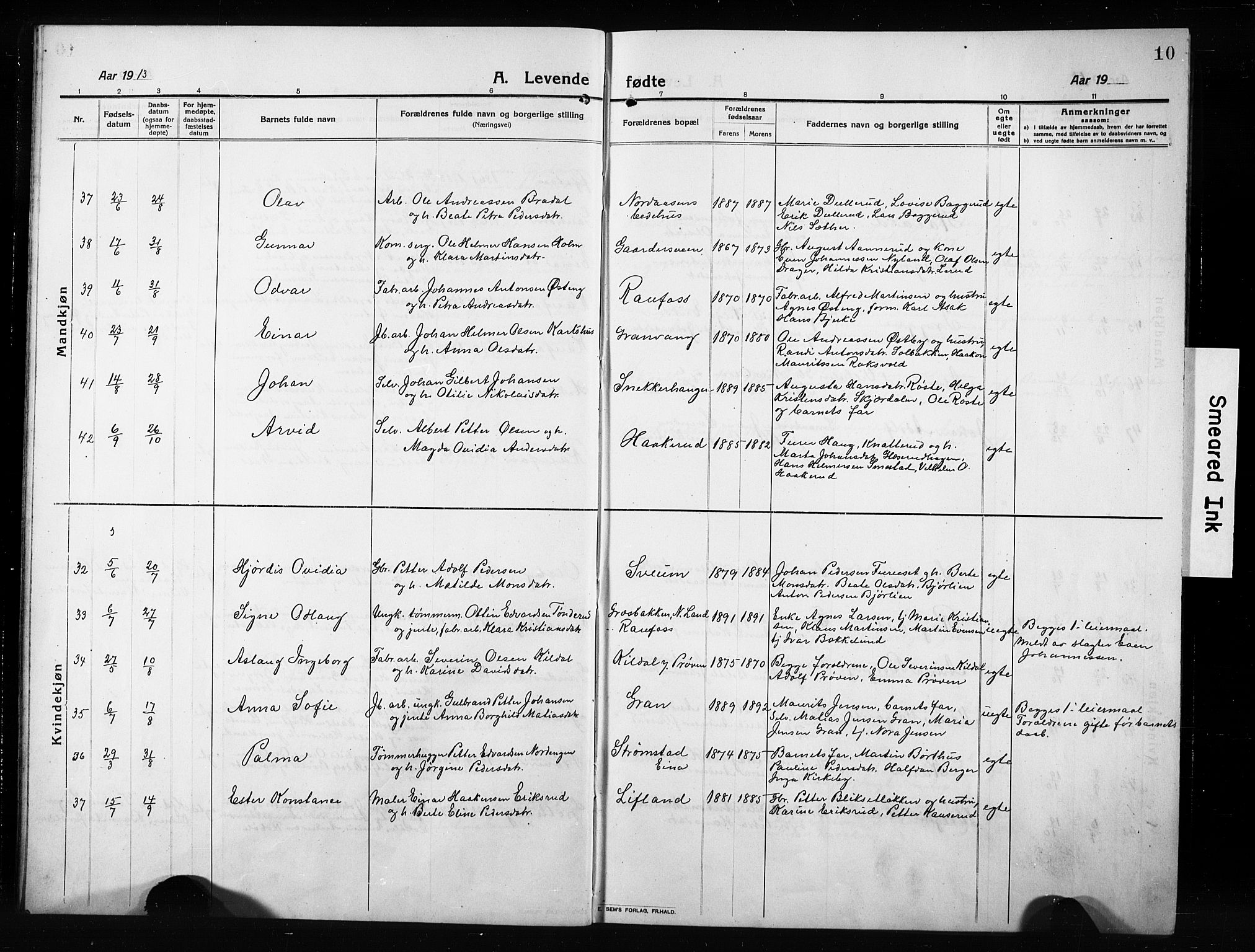 Vestre Toten prestekontor, AV/SAH-PREST-108/H/Ha/Hab/L0012: Klokkerbok nr. 12, 1909-1928, s. 10