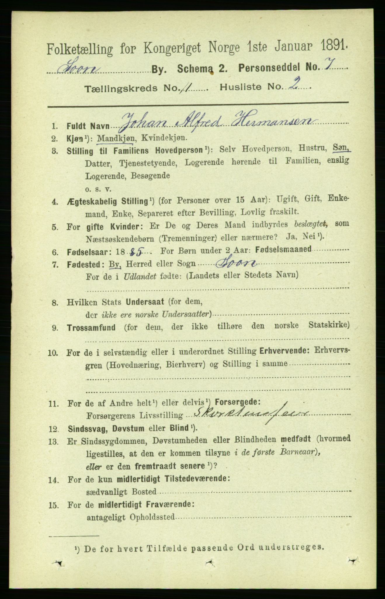 RA, Folketelling 1891 for 0201 Son ladested, 1891, s. 21