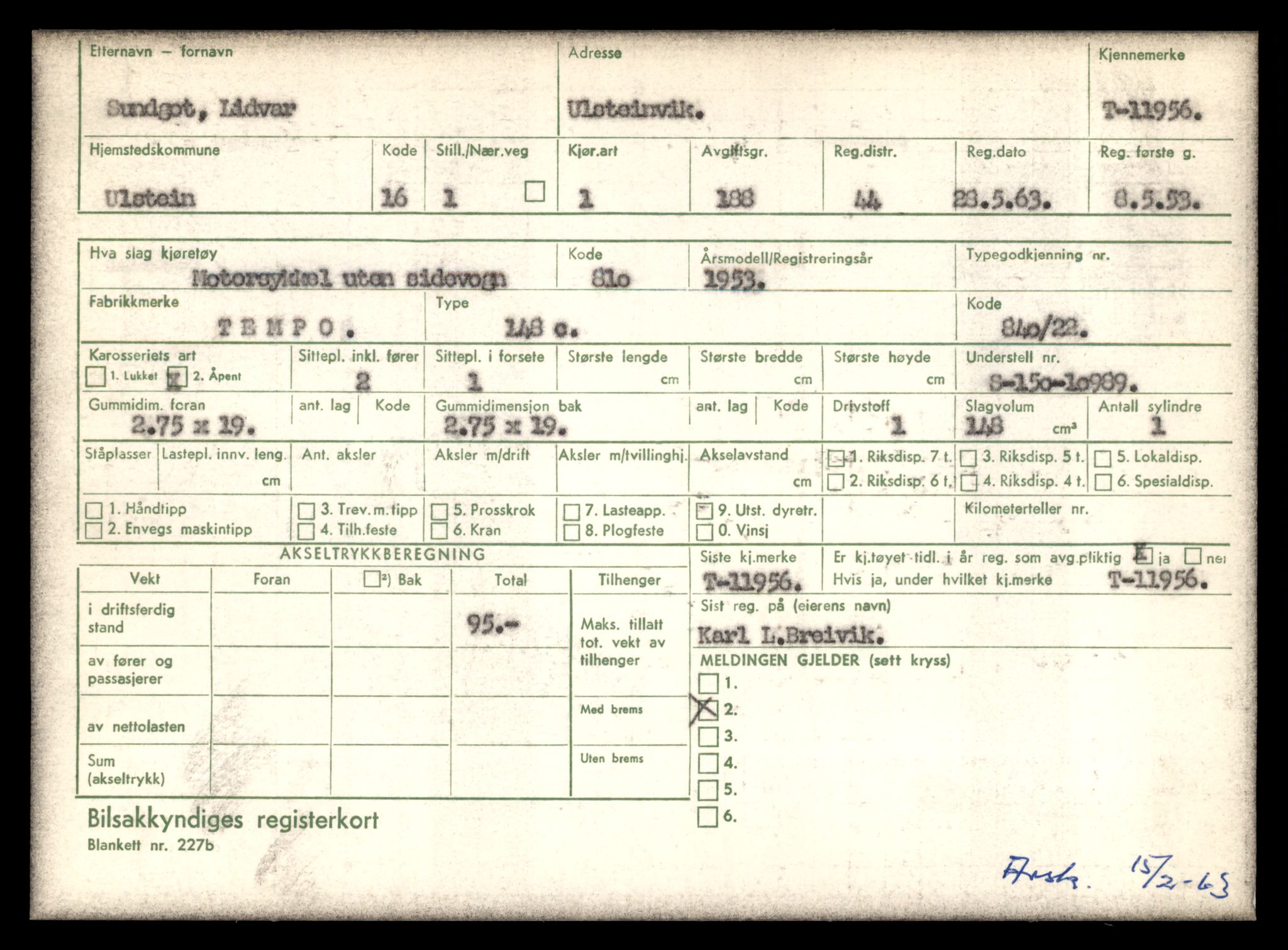 Møre og Romsdal vegkontor - Ålesund trafikkstasjon, AV/SAT-A-4099/F/Fe/L0031: Registreringskort for kjøretøy T 11800 - T 11996, 1927-1998, s. 2647