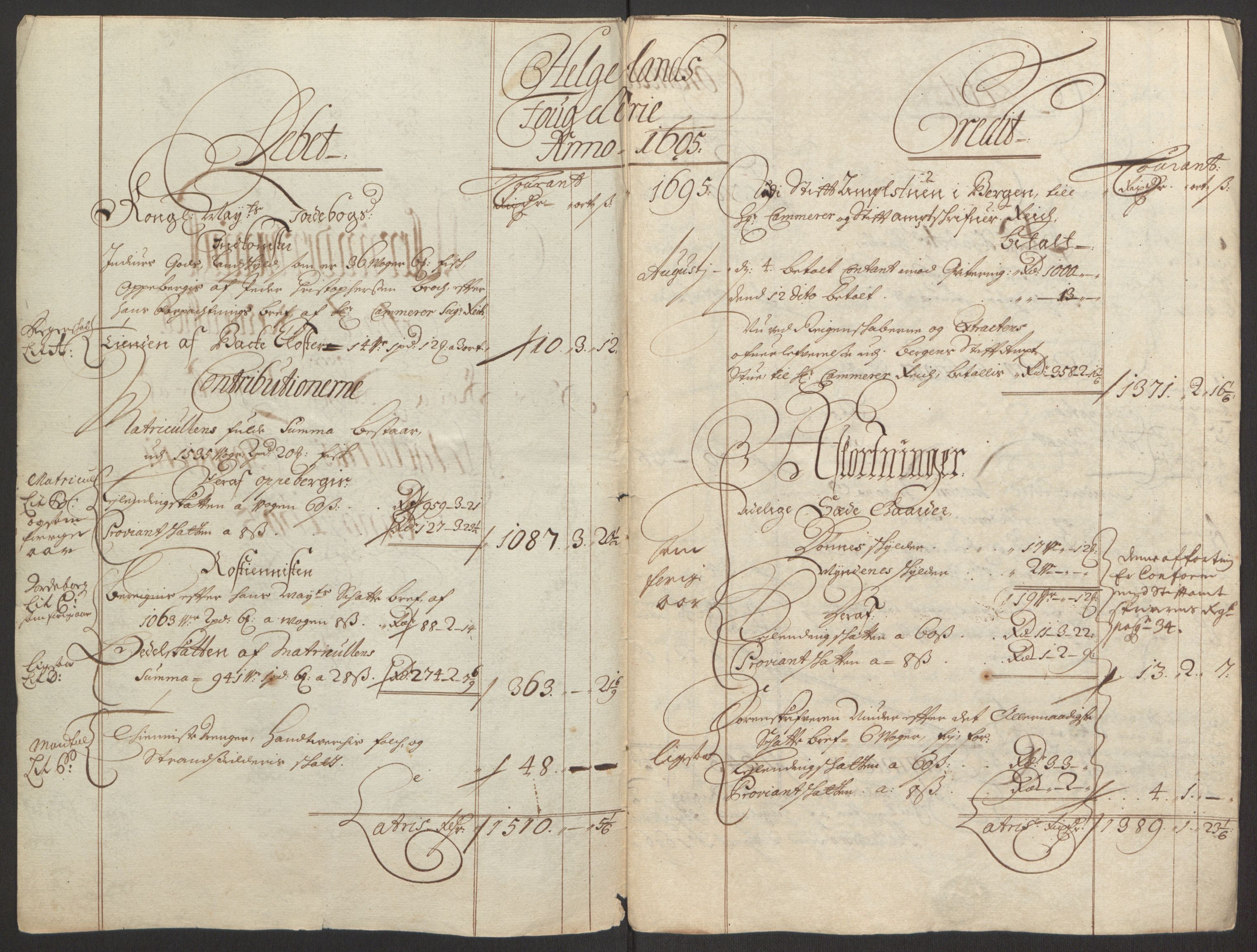 Rentekammeret inntil 1814, Reviderte regnskaper, Fogderegnskap, RA/EA-4092/R65/L4505: Fogderegnskap Helgeland, 1693-1696, s. 272