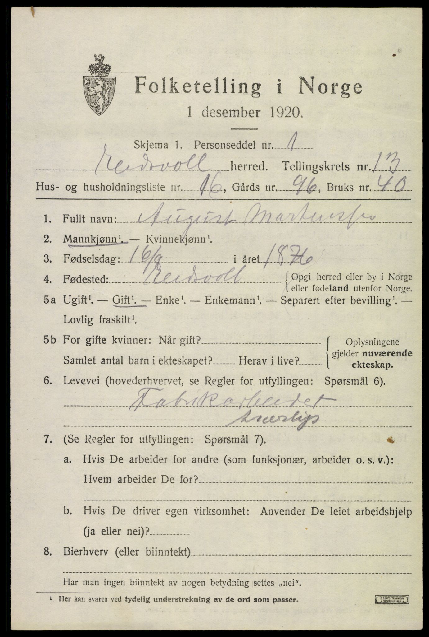 SAO, Folketelling 1920 for 0237 Eidsvoll herred, 1920, s. 20141